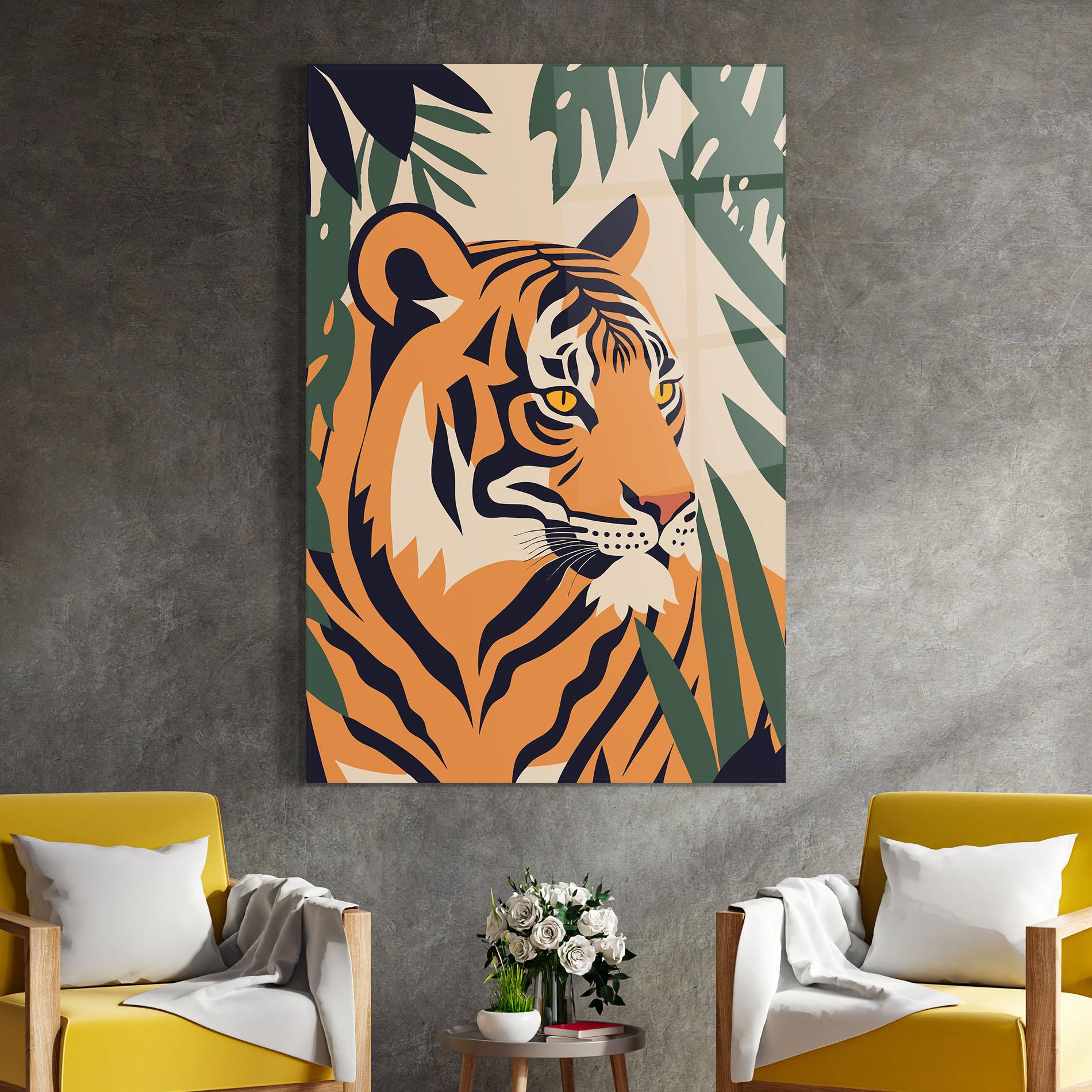 Tablou Sticla Cartoon Style Tiger mockup 4