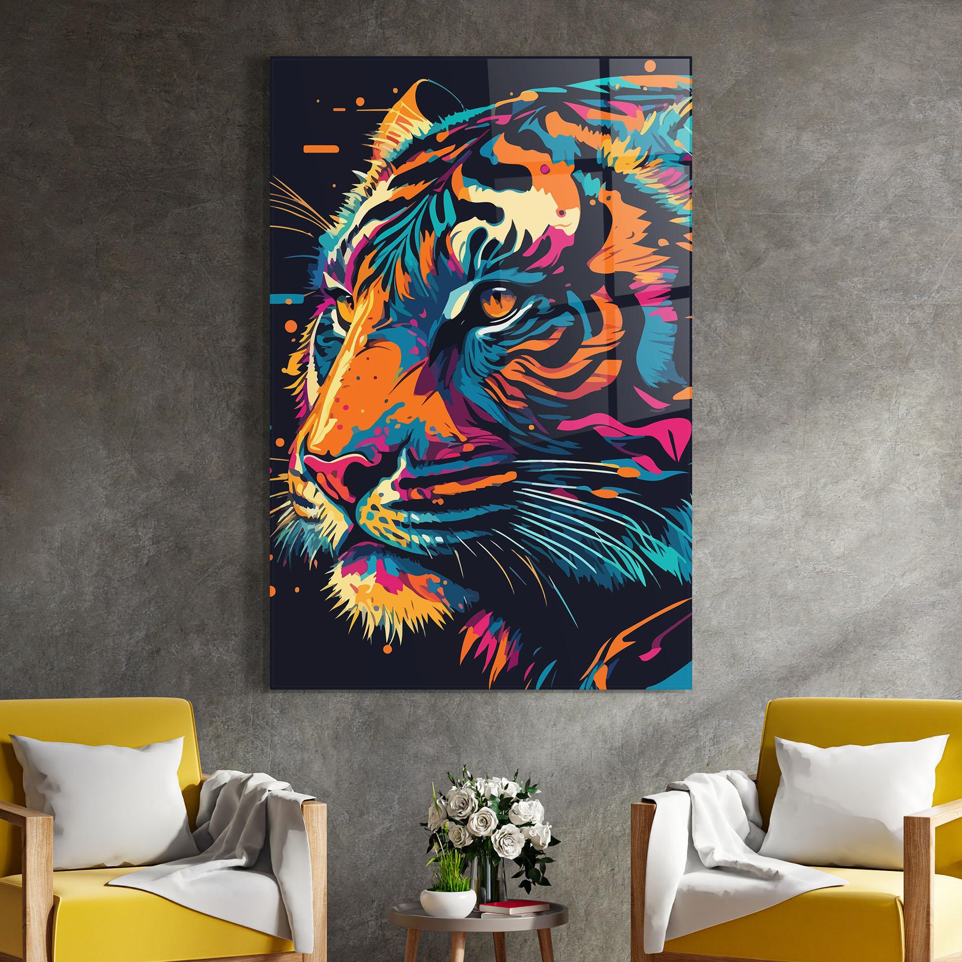Tablou Sticla Colorful Tiger mockup 4