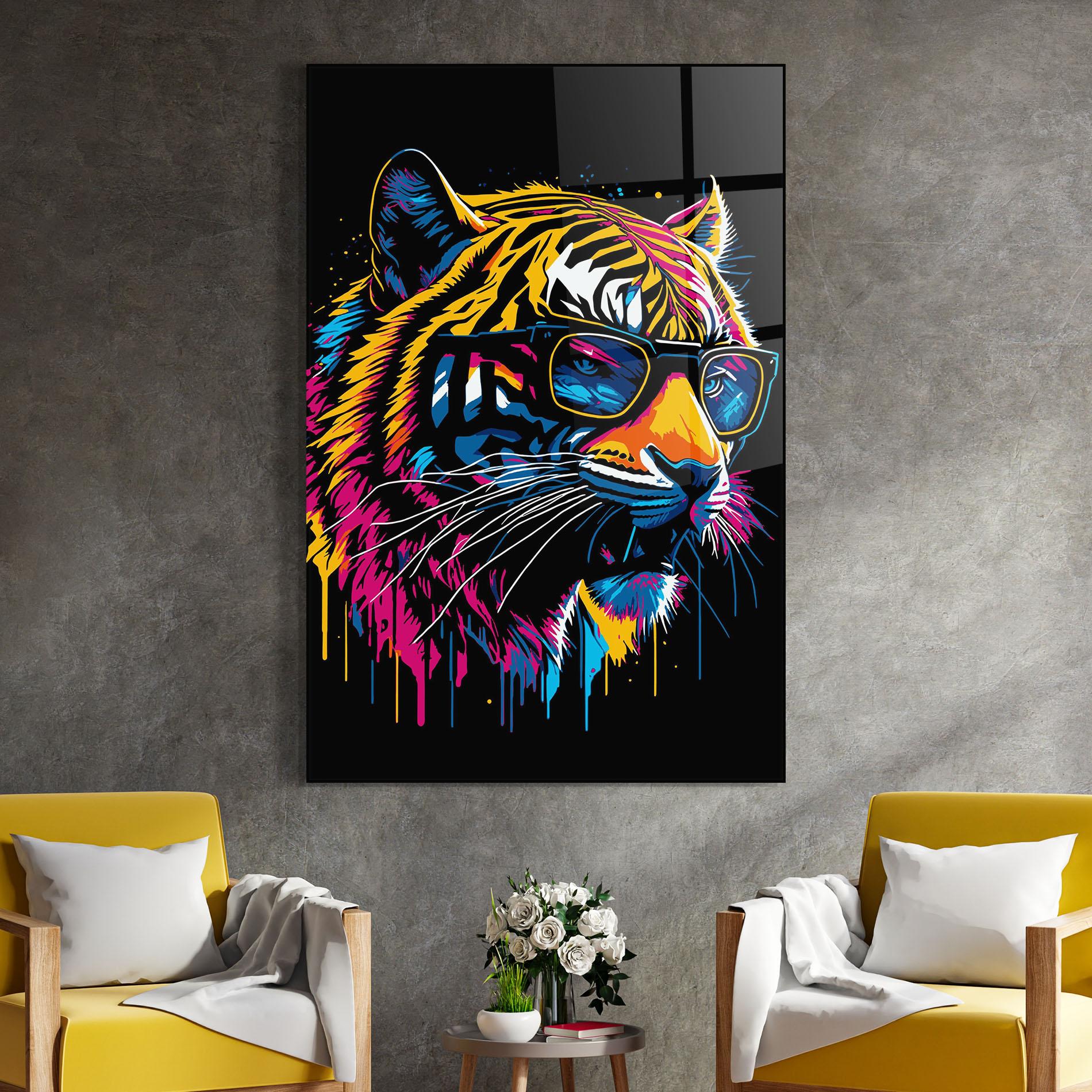 Tablou Sticla Cool Tiger mockup 4