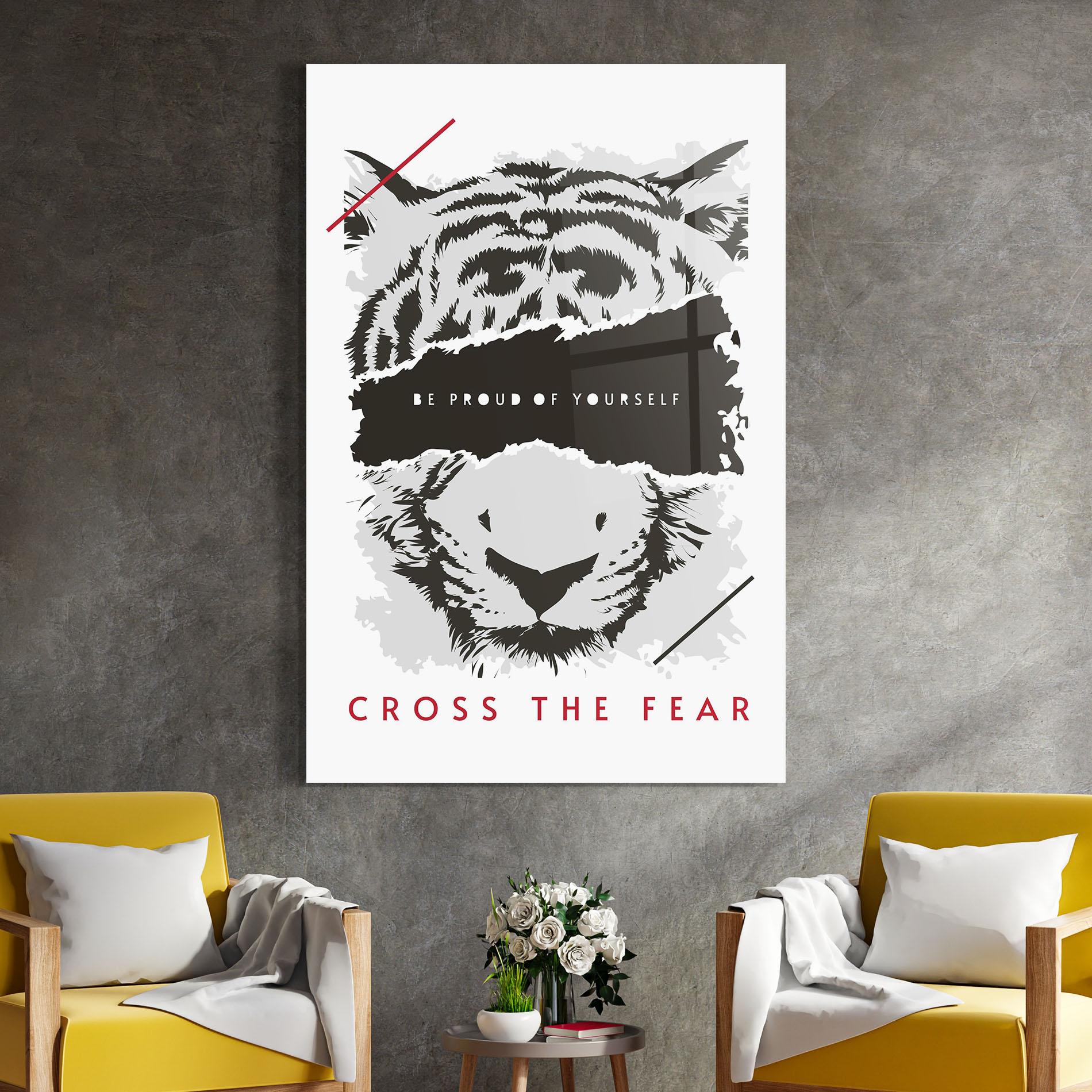 Tablou Sticla Cross The Fear mockup 4