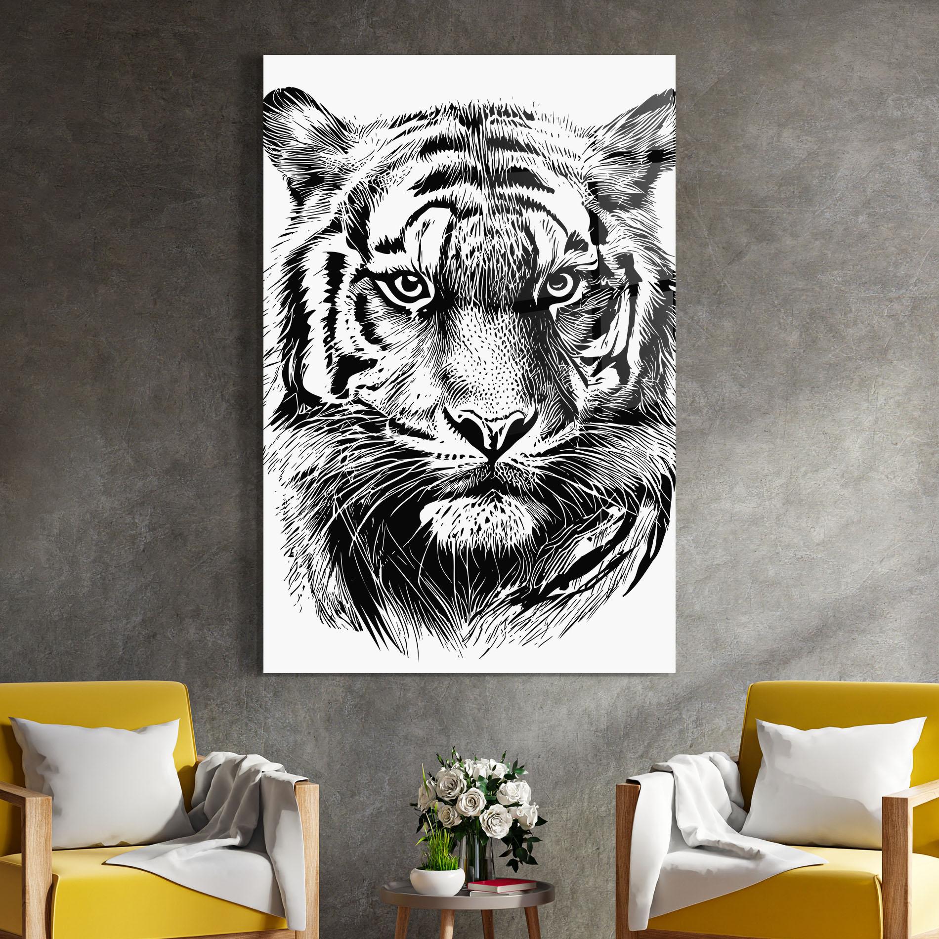 Tablou Sticla Pretty Tiger Head mockup 4