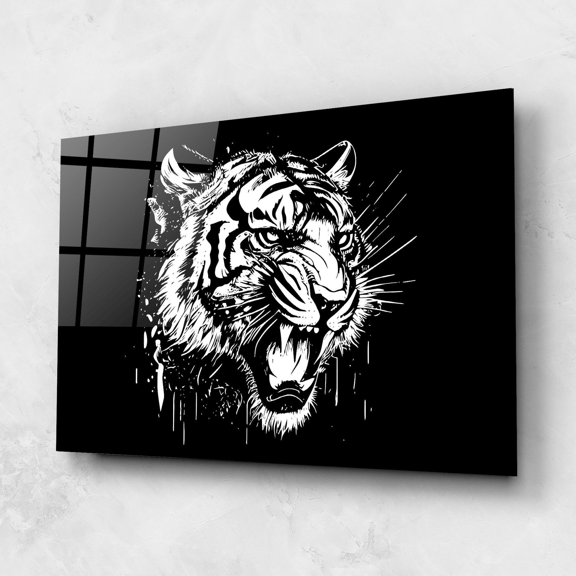 Tablou Sticla Angry Tiger Head mockup 1