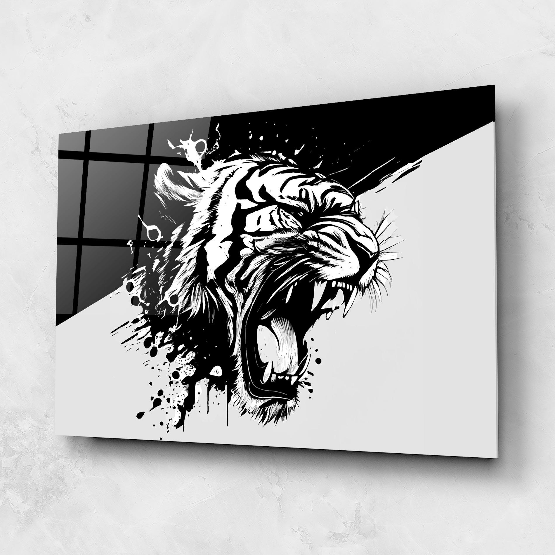 Tablou Sticla Black Grey Tiger mockup 1