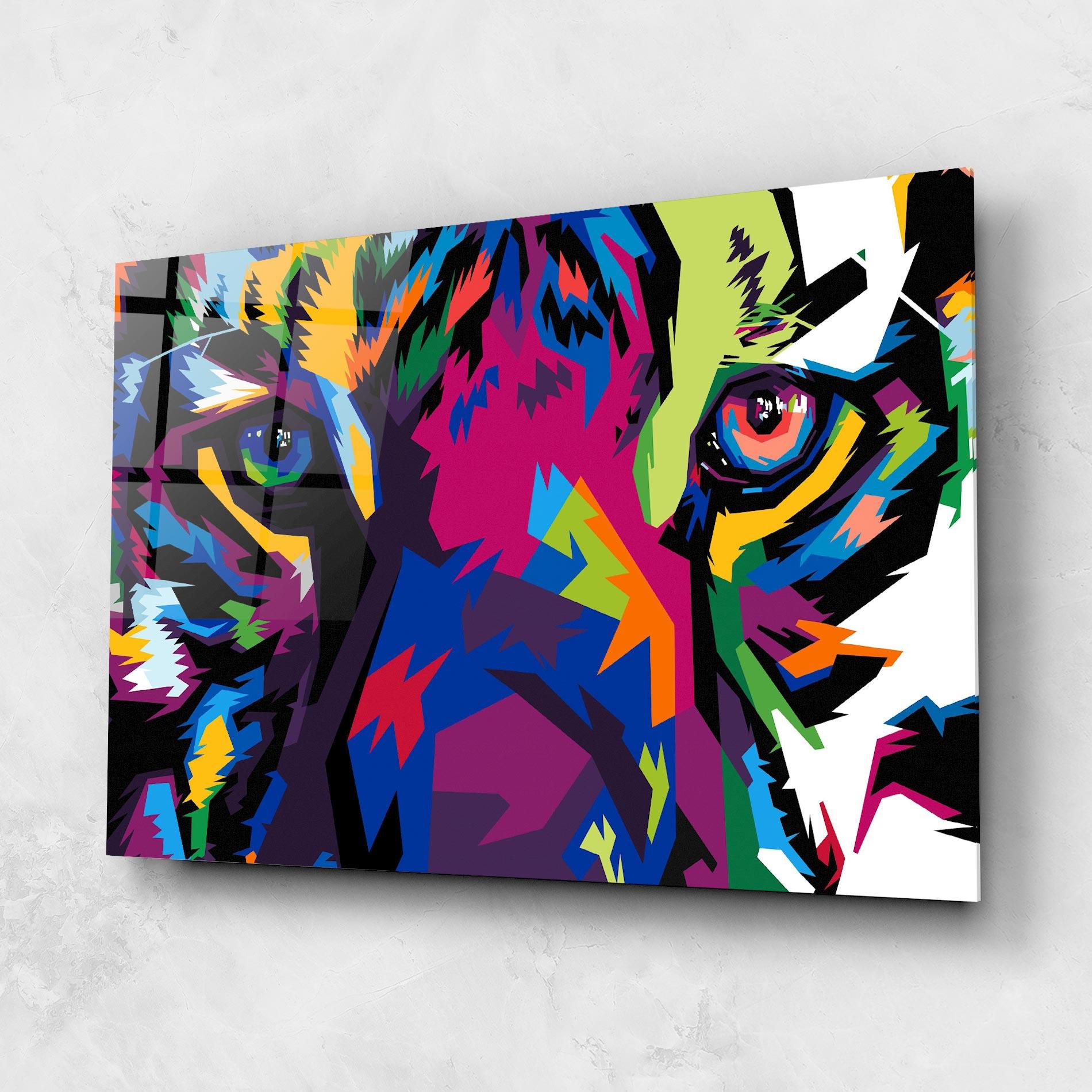 Tablou Sticla Colourul Tiger Eyes mockup 1