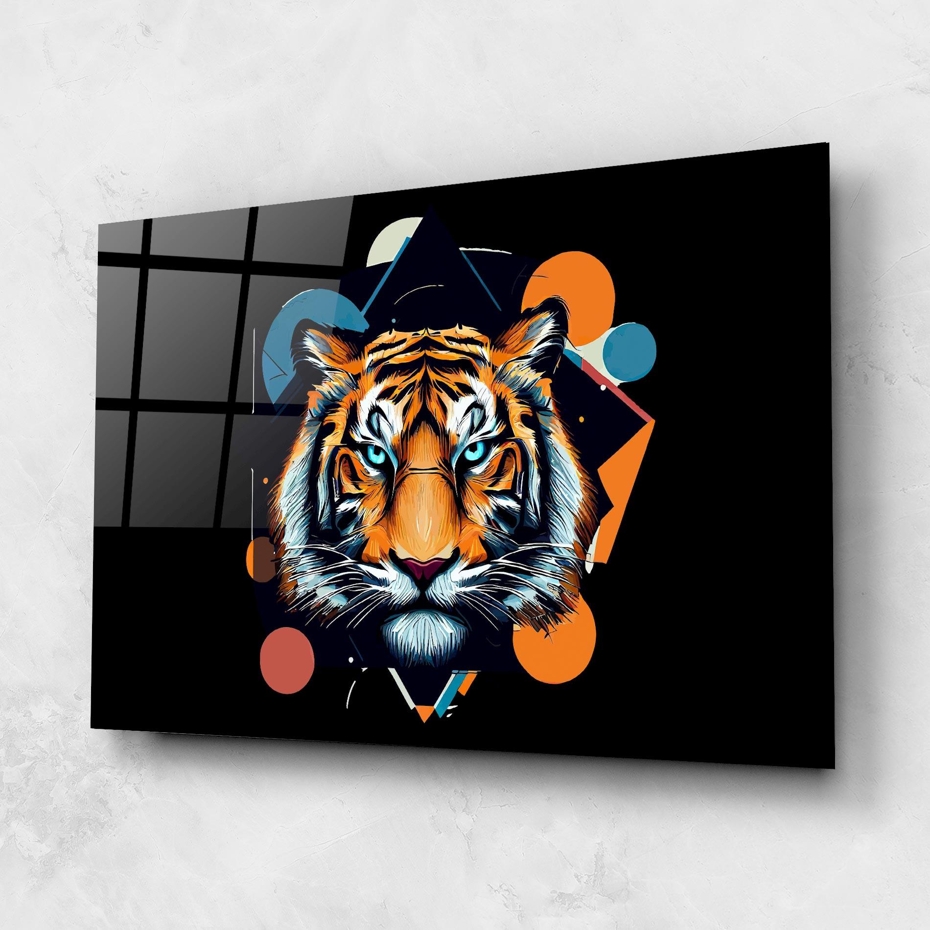 Tablou Sticla Geometric Tiger mockup 1
