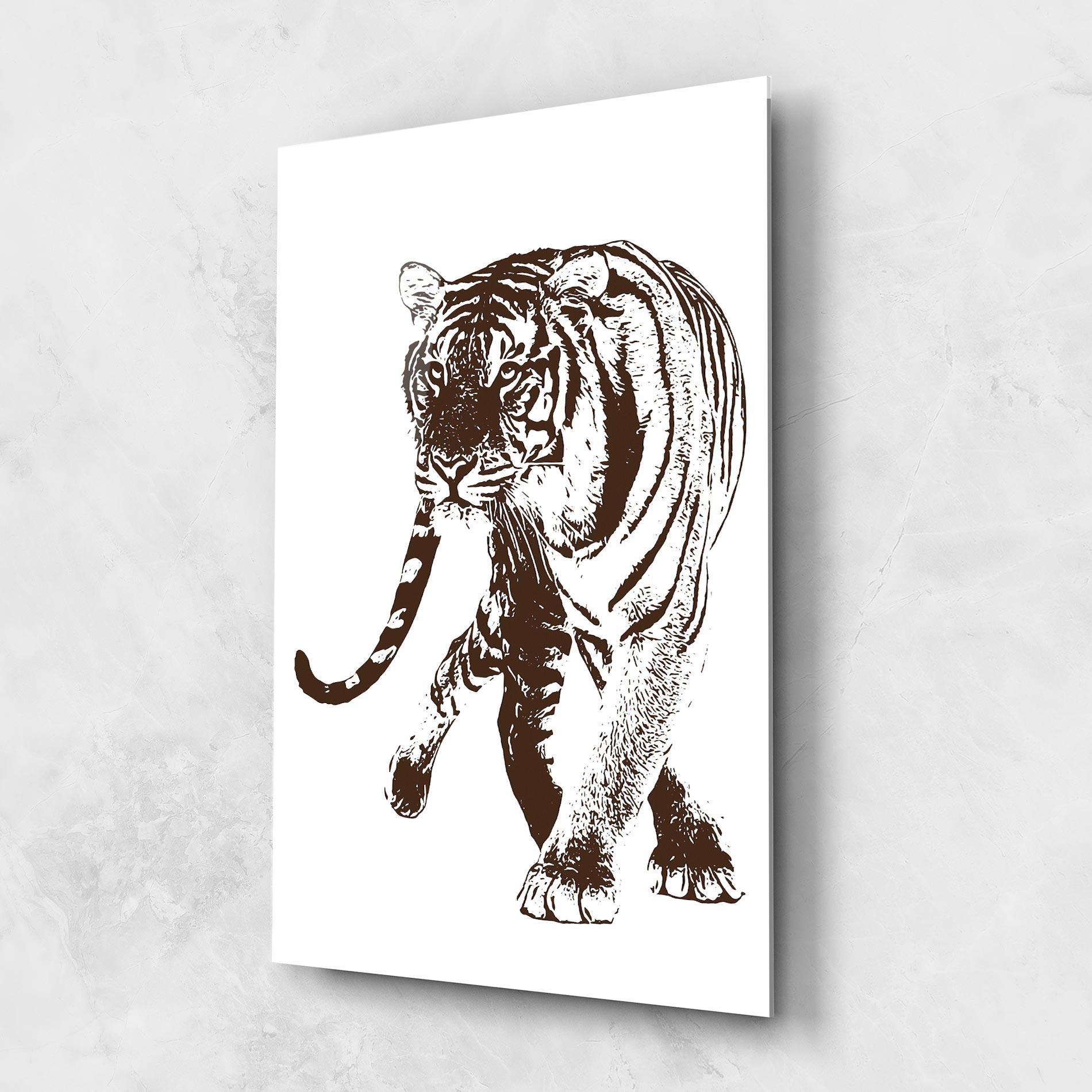 Tablou Sticla Brown Line Tiger mockup 1