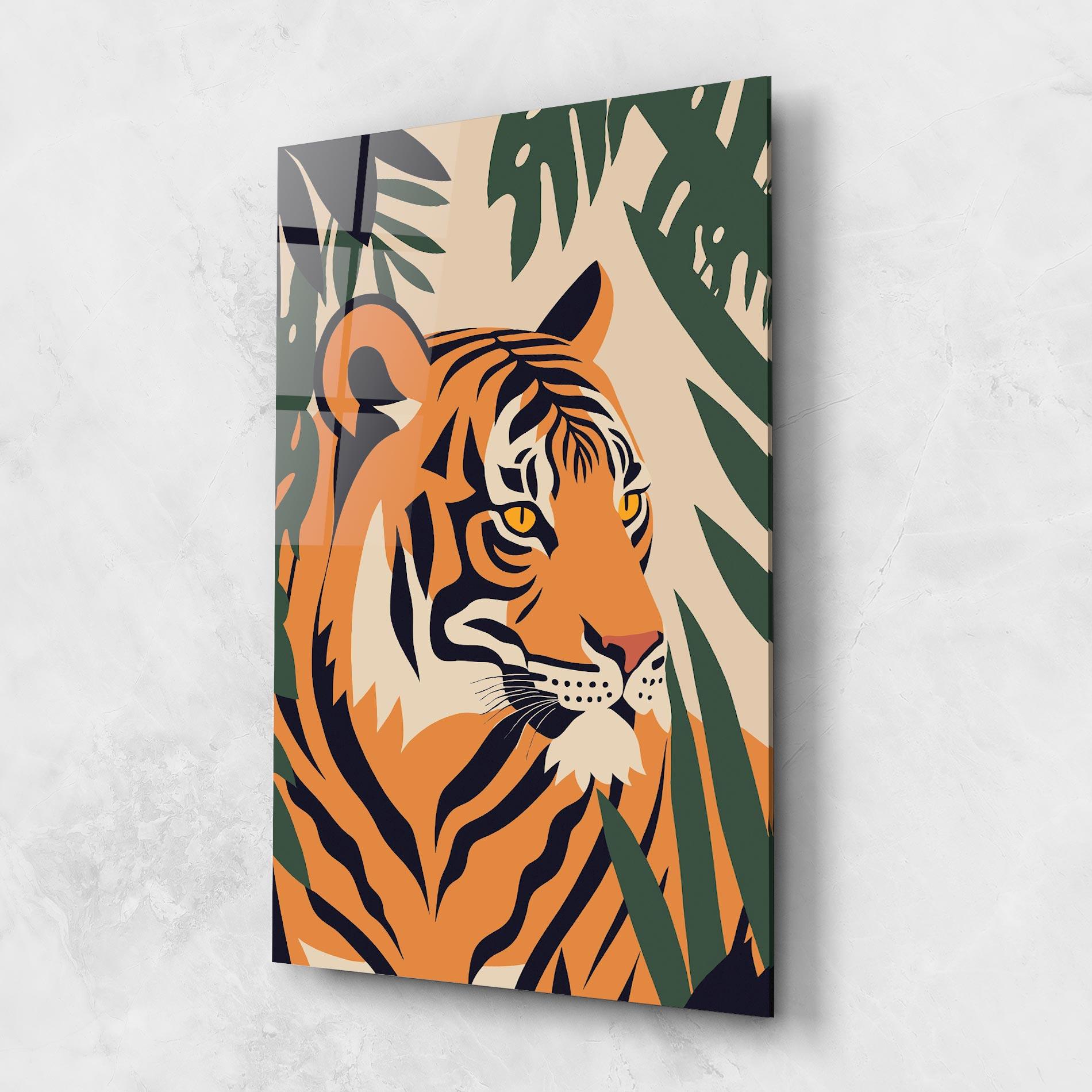 Tablou Sticla Cartoon Style Tiger mockup 1