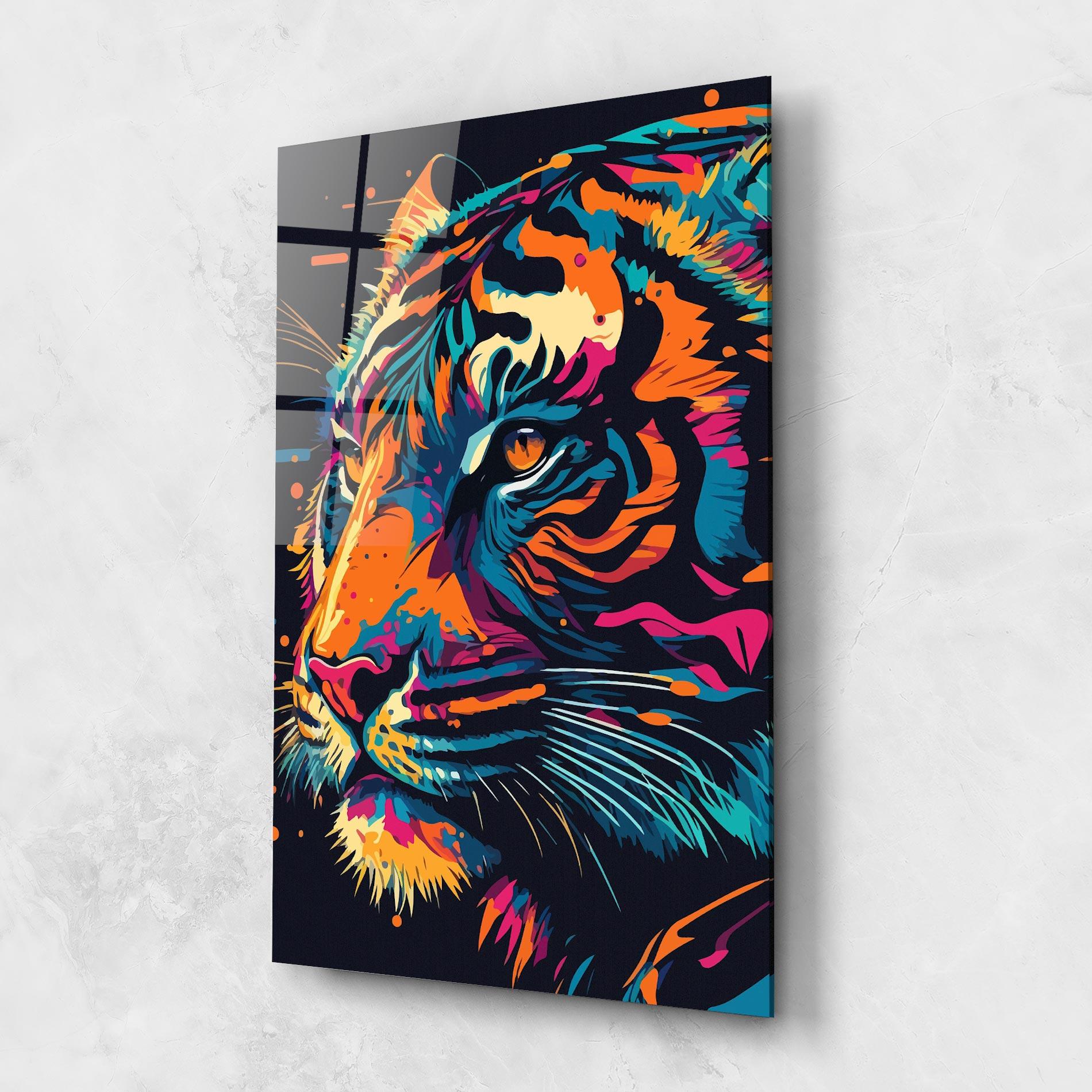 Tablou Sticla Colorful Tiger mockup 1