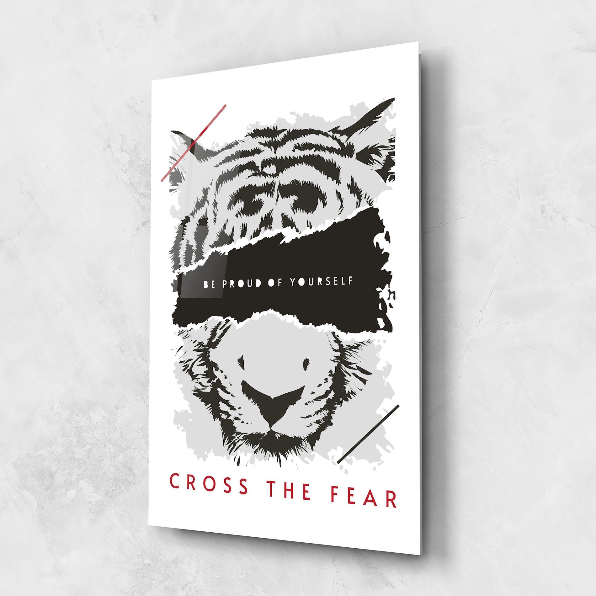 Tablou Sticla Cross The Fear mockup 1