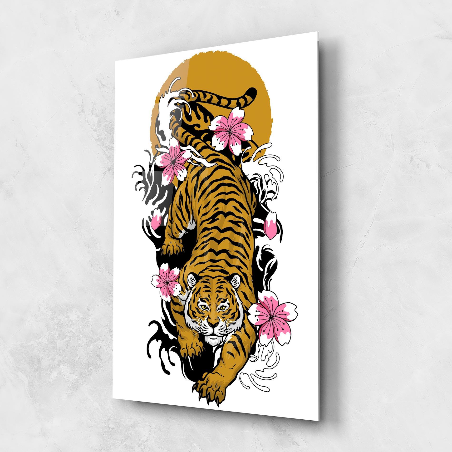 Tablou Sticla Japanese Style Tiger mockup 1