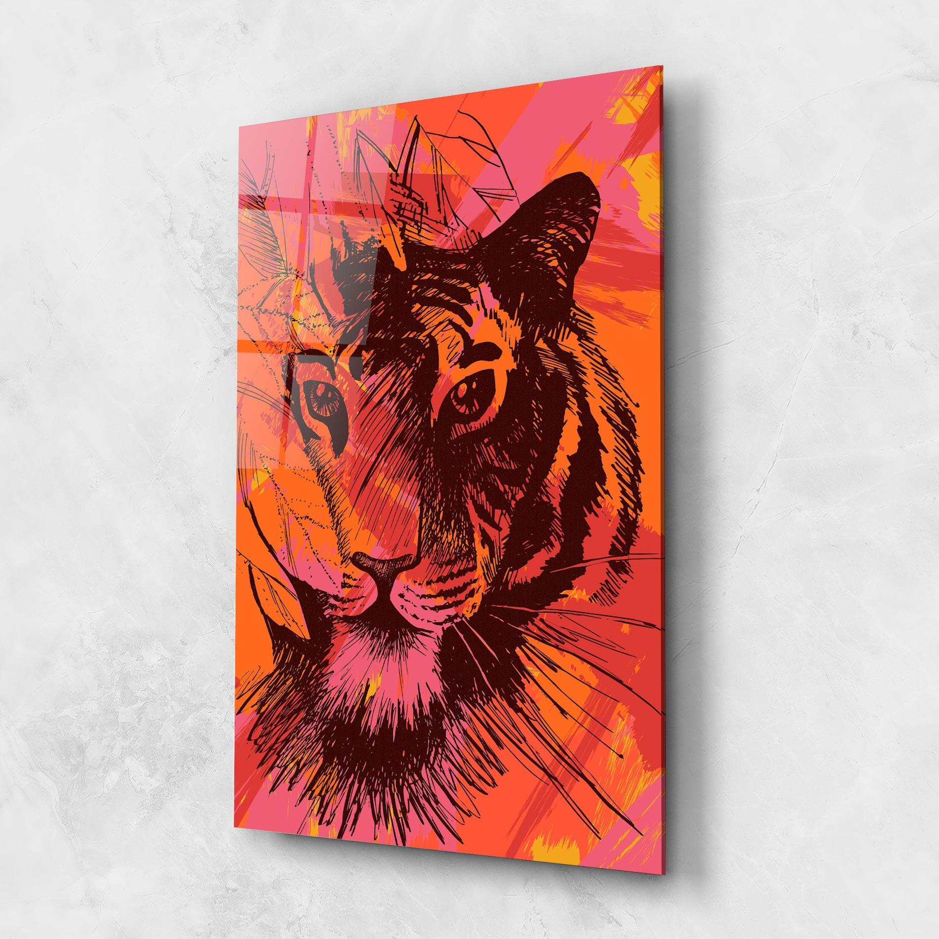 Tablou Sticla Orange Red Tiger mockup 1