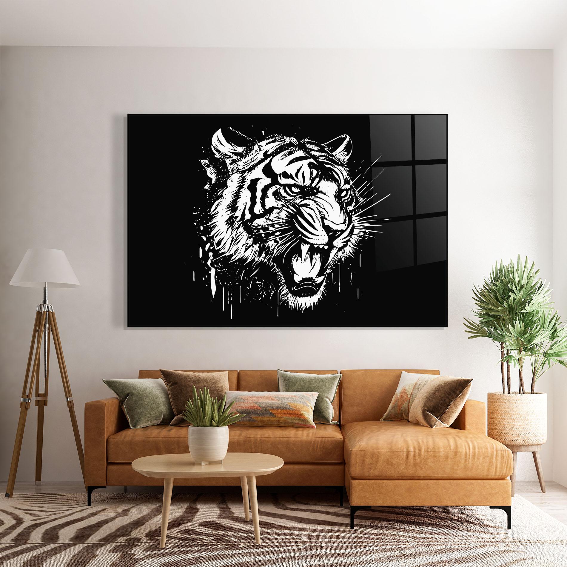 Tablou Sticla Angry Tiger Head mockup 7