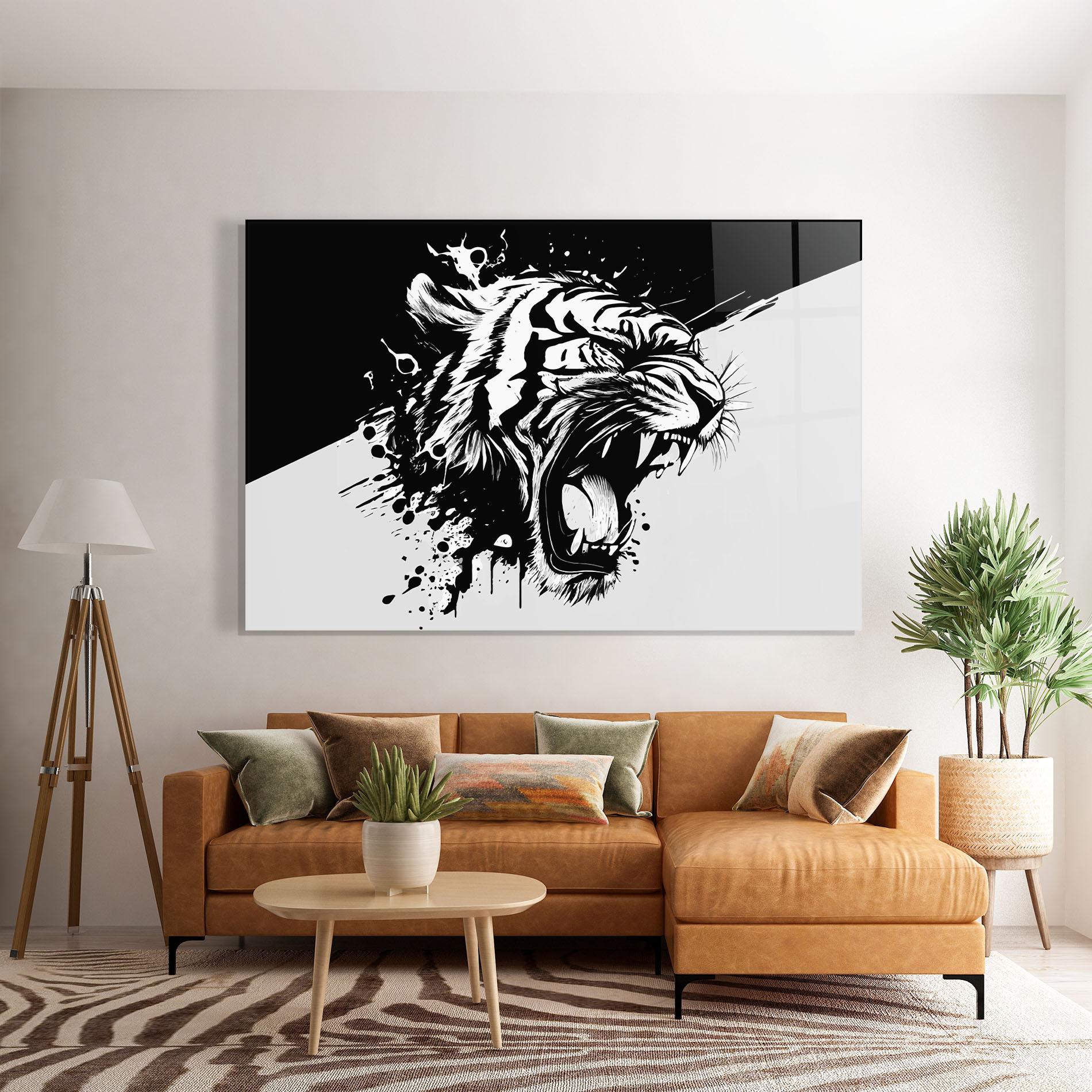 Tablou Sticla Black Grey Tiger mockup 7