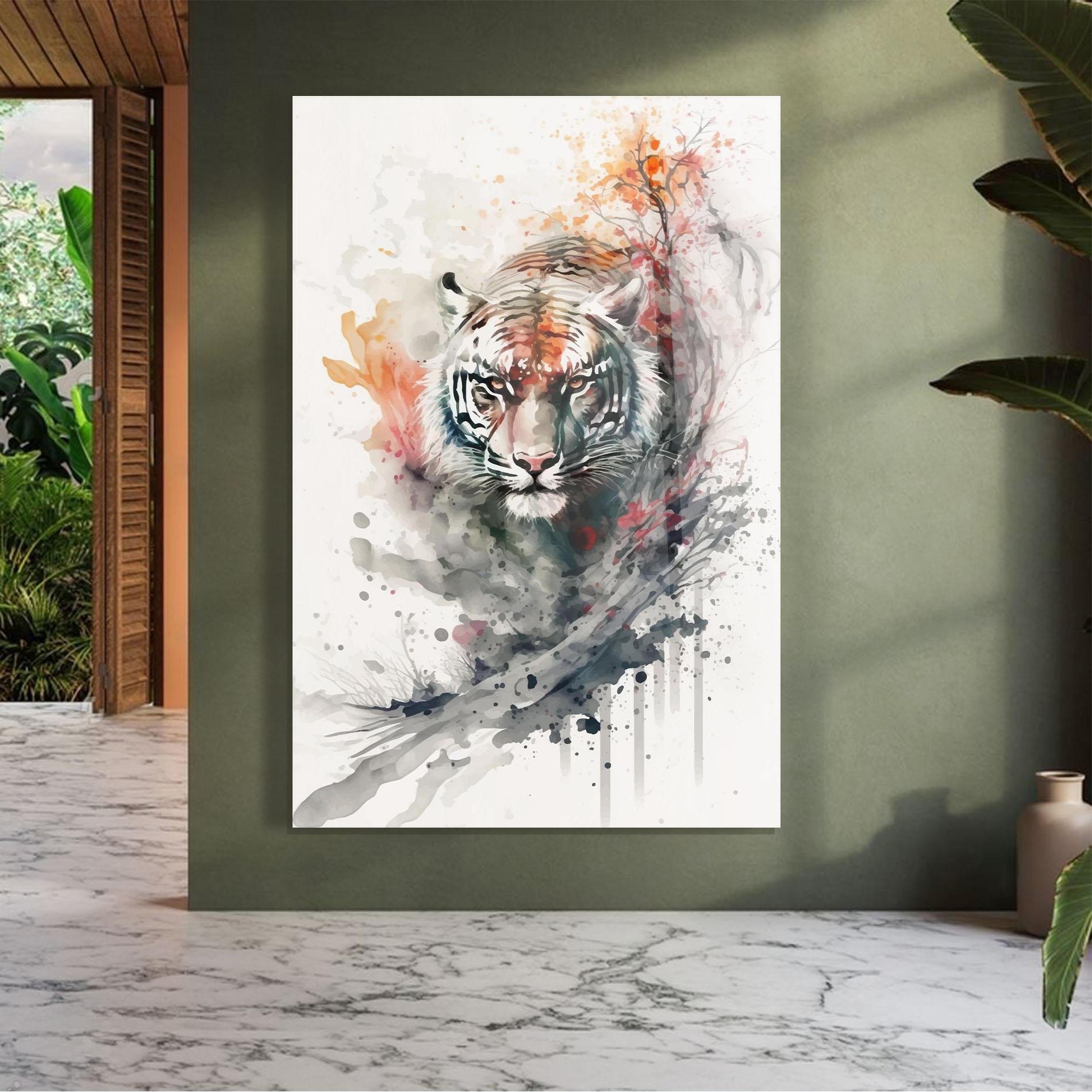 Tablou Sticla Beautiful Tiger Art mockup 7