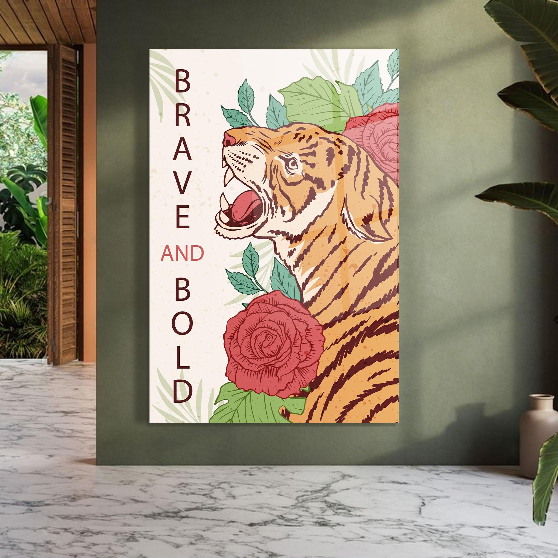 Tablou Sticla Brave Tiger mockup 7
