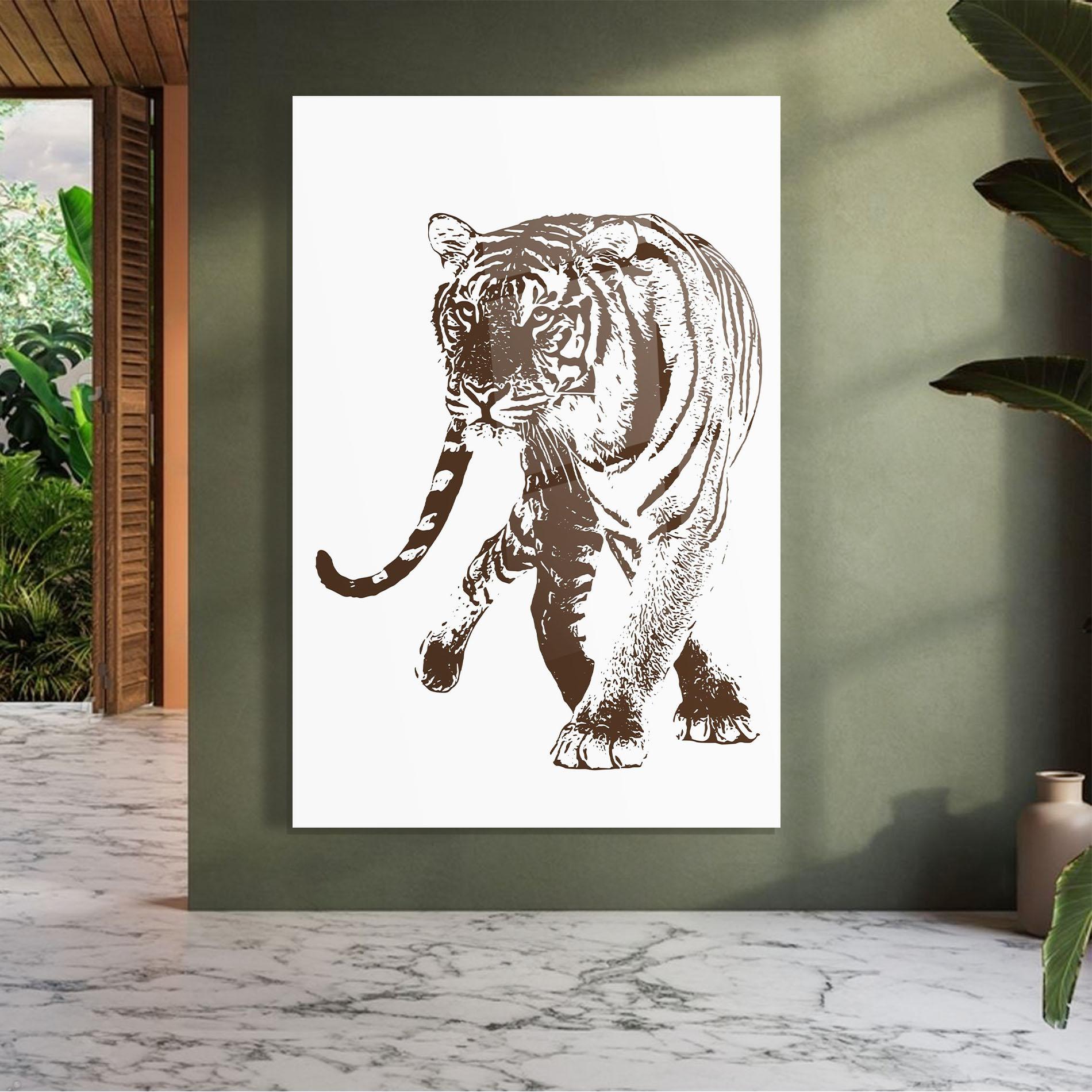 Tablou Sticla Brown Line Tiger mockup 7
