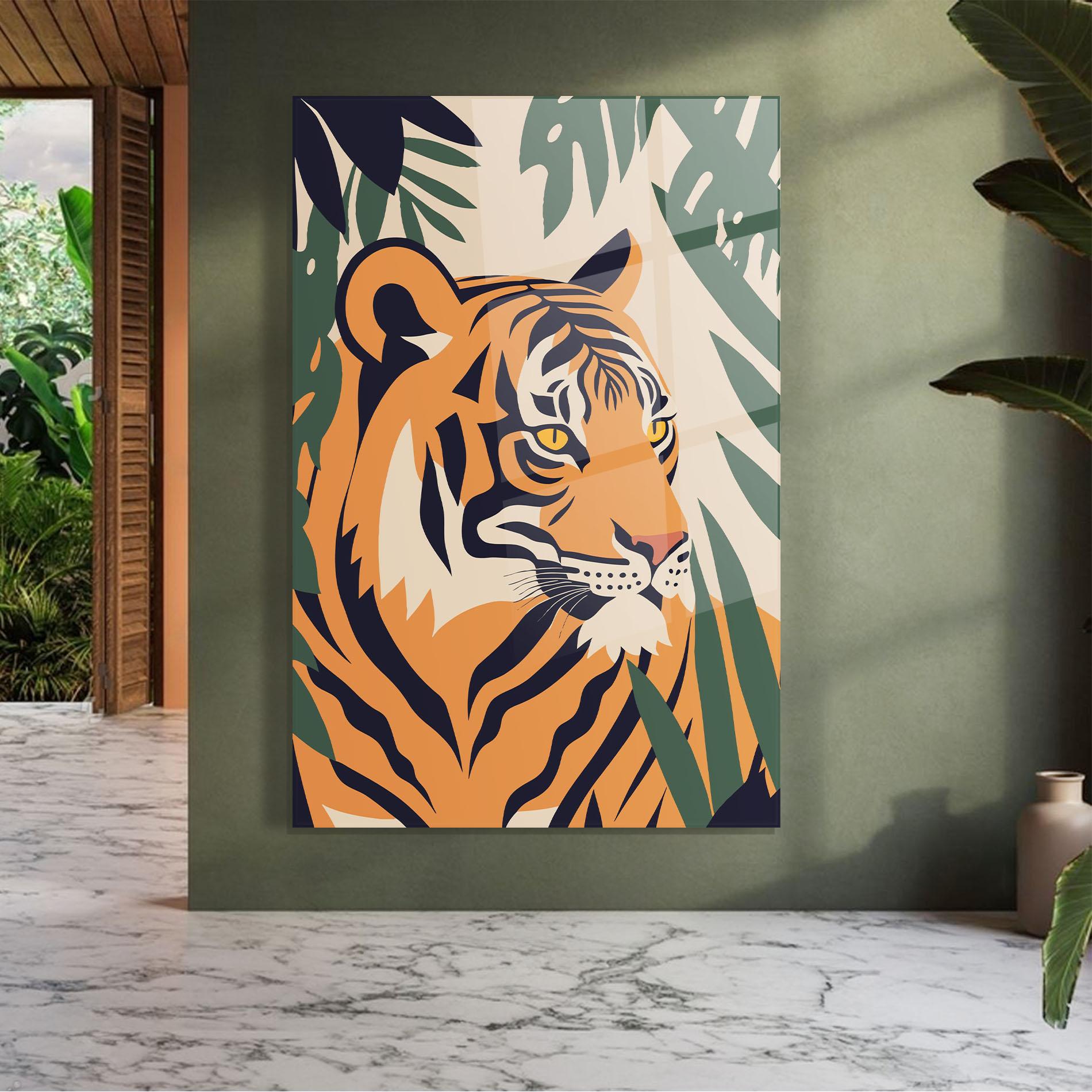Tablou Sticla Cartoon Style Tiger mockup 7