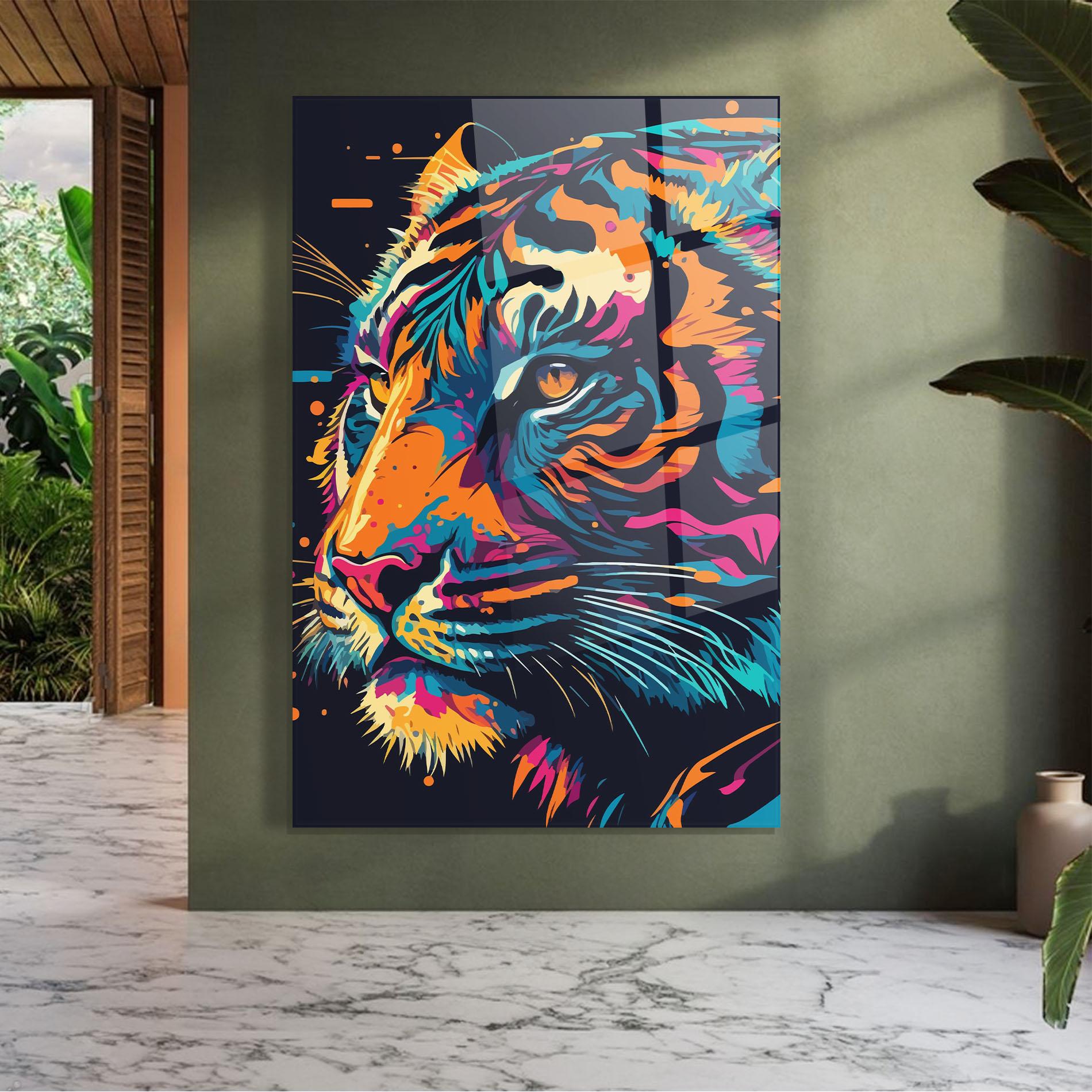 Tablou Sticla Colorful Tiger mockup 7