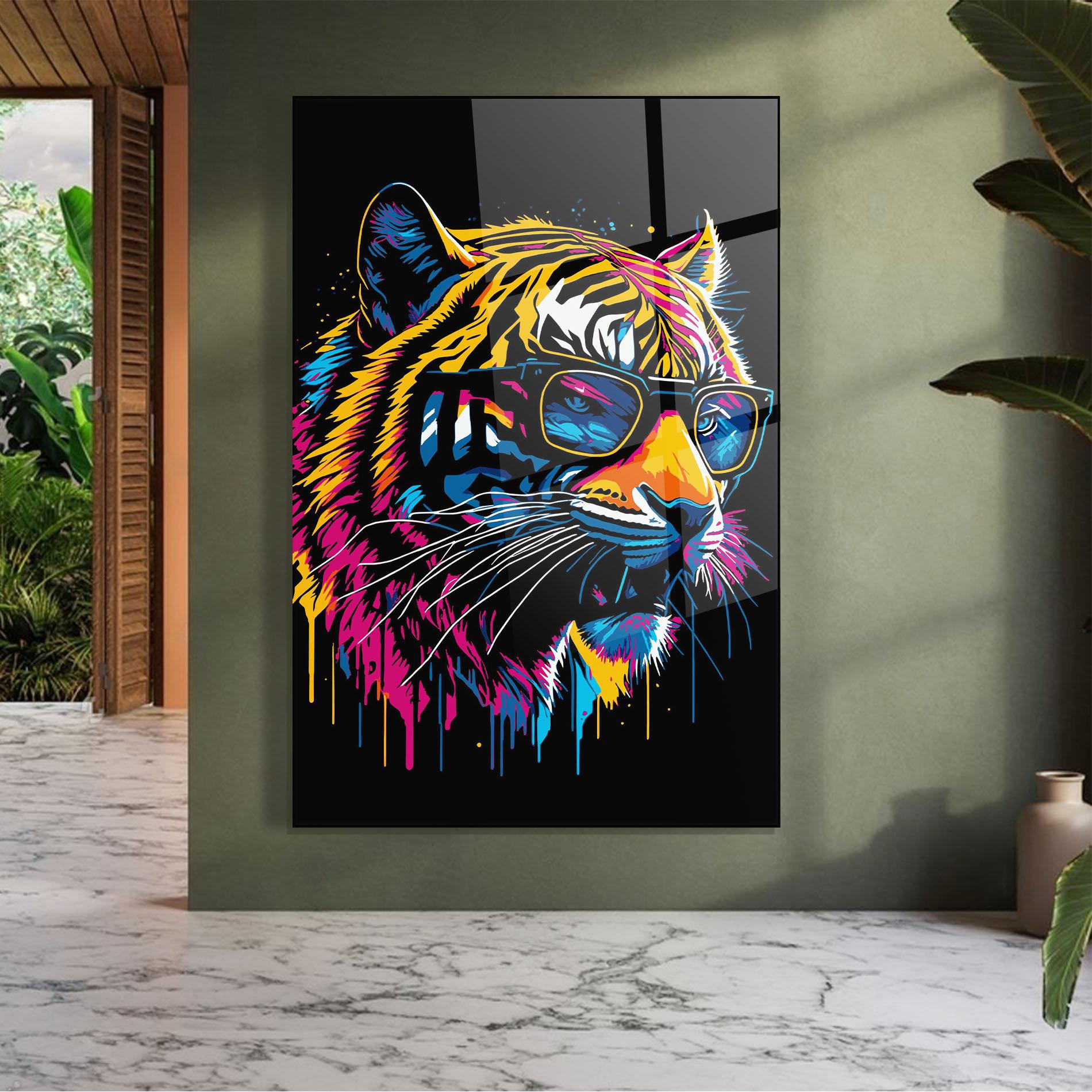 Tablou Sticla Cool Tiger mockup 7