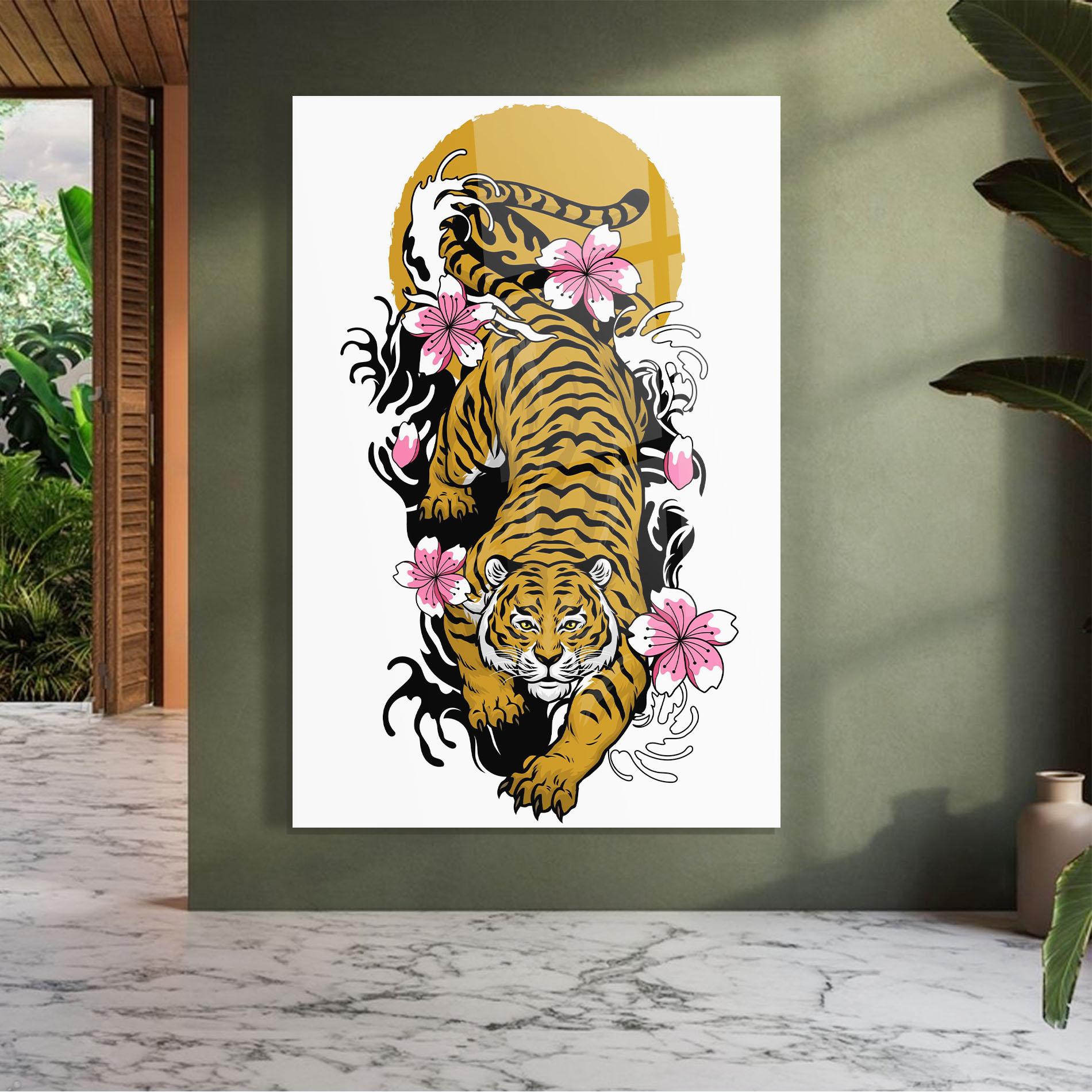 Tablou Sticla Japanese Style Tiger mockup 7