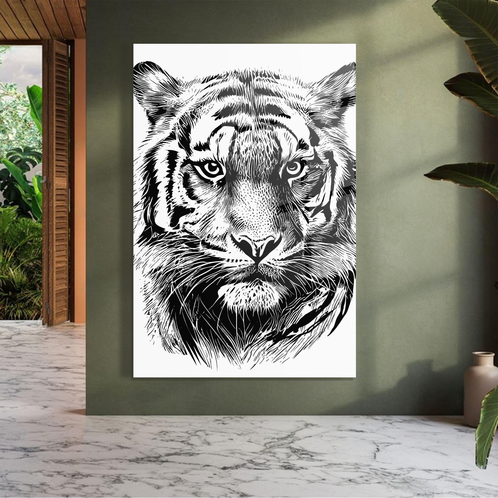 Tablou Sticla Pretty Tiger Head mockup 7