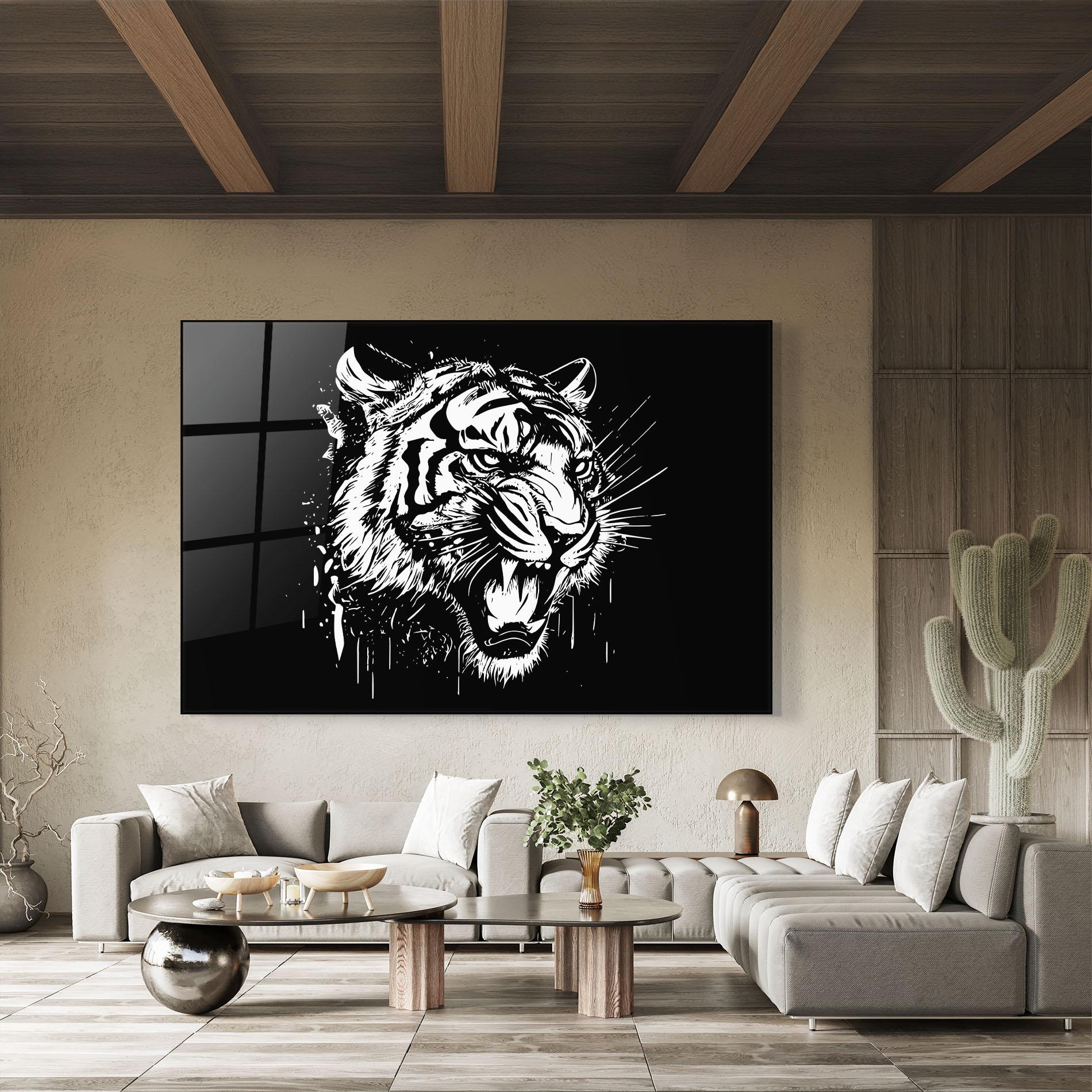 Tablou Sticla Angry Tiger Head mockup 8