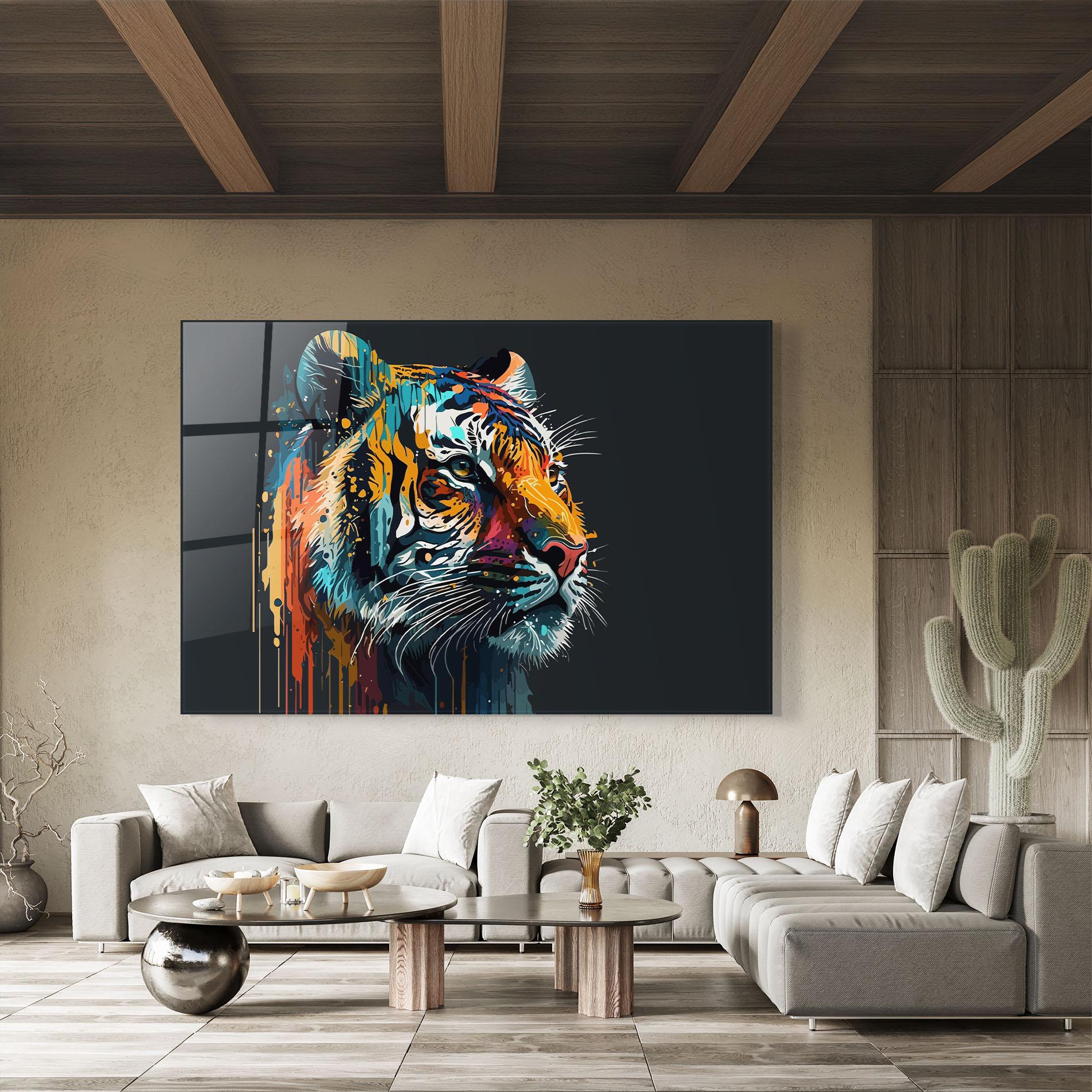 Tablou Sticla Color Mix Tiger mockup 8