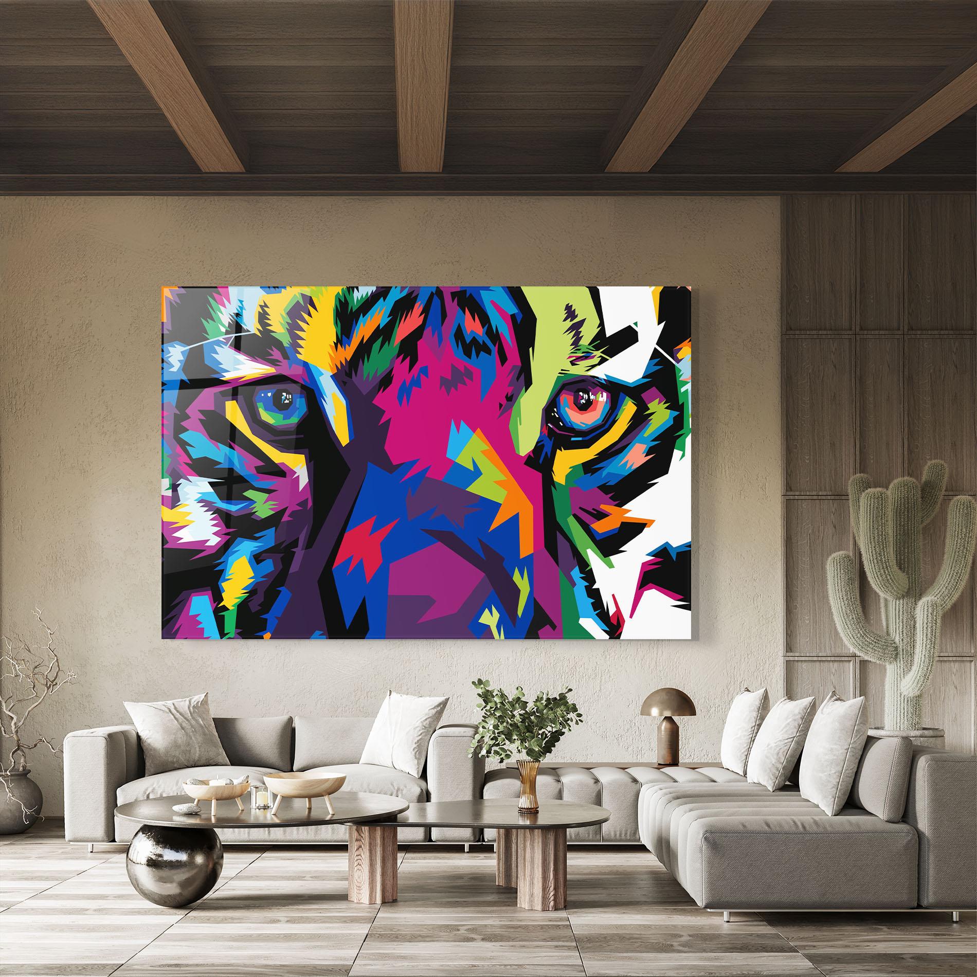 Tablou Sticla Colourul Tiger Eyes mockup 8