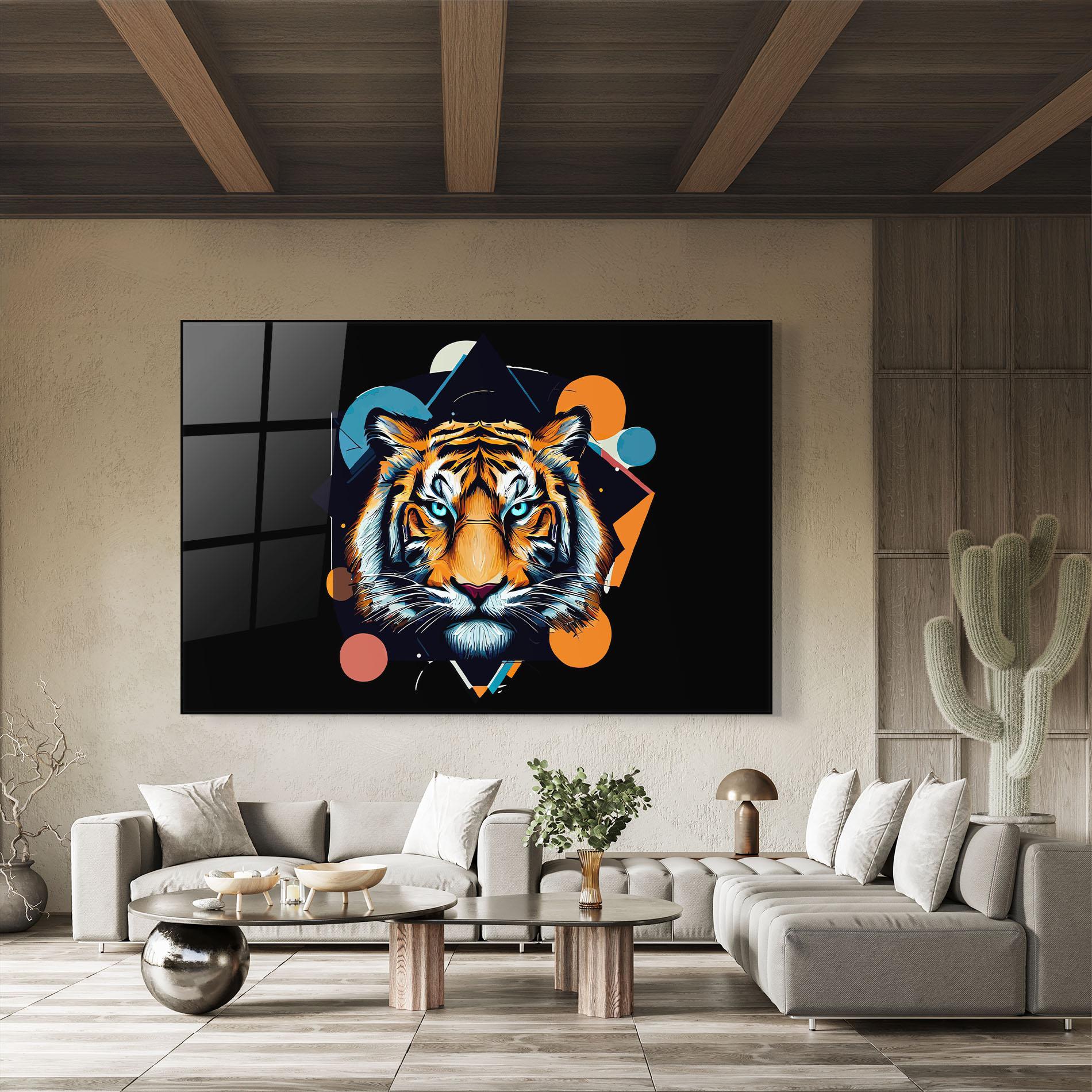 Tablou Sticla Geometric Tiger mockup 8