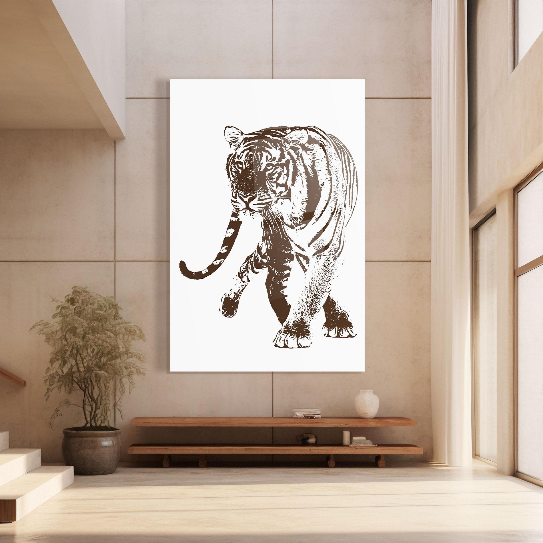 Tablou Sticla Brown Line Tiger mockup 8