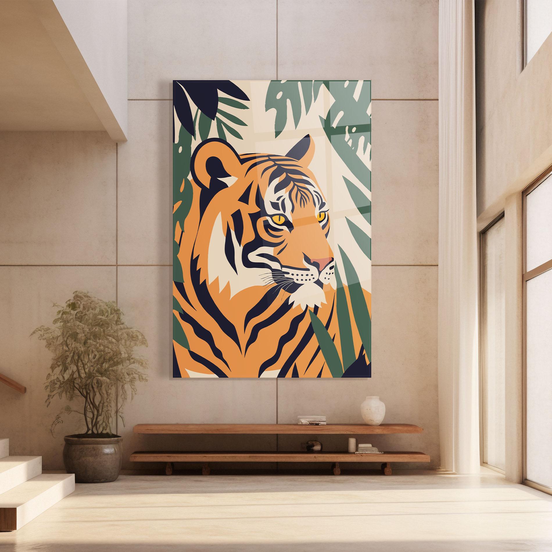 Tablou Sticla Cartoon Style Tiger mockup 8