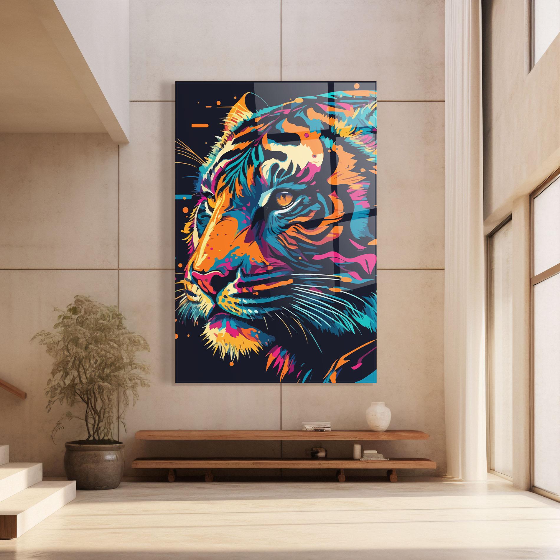 Tablou Sticla Colorful Tiger mockup 8