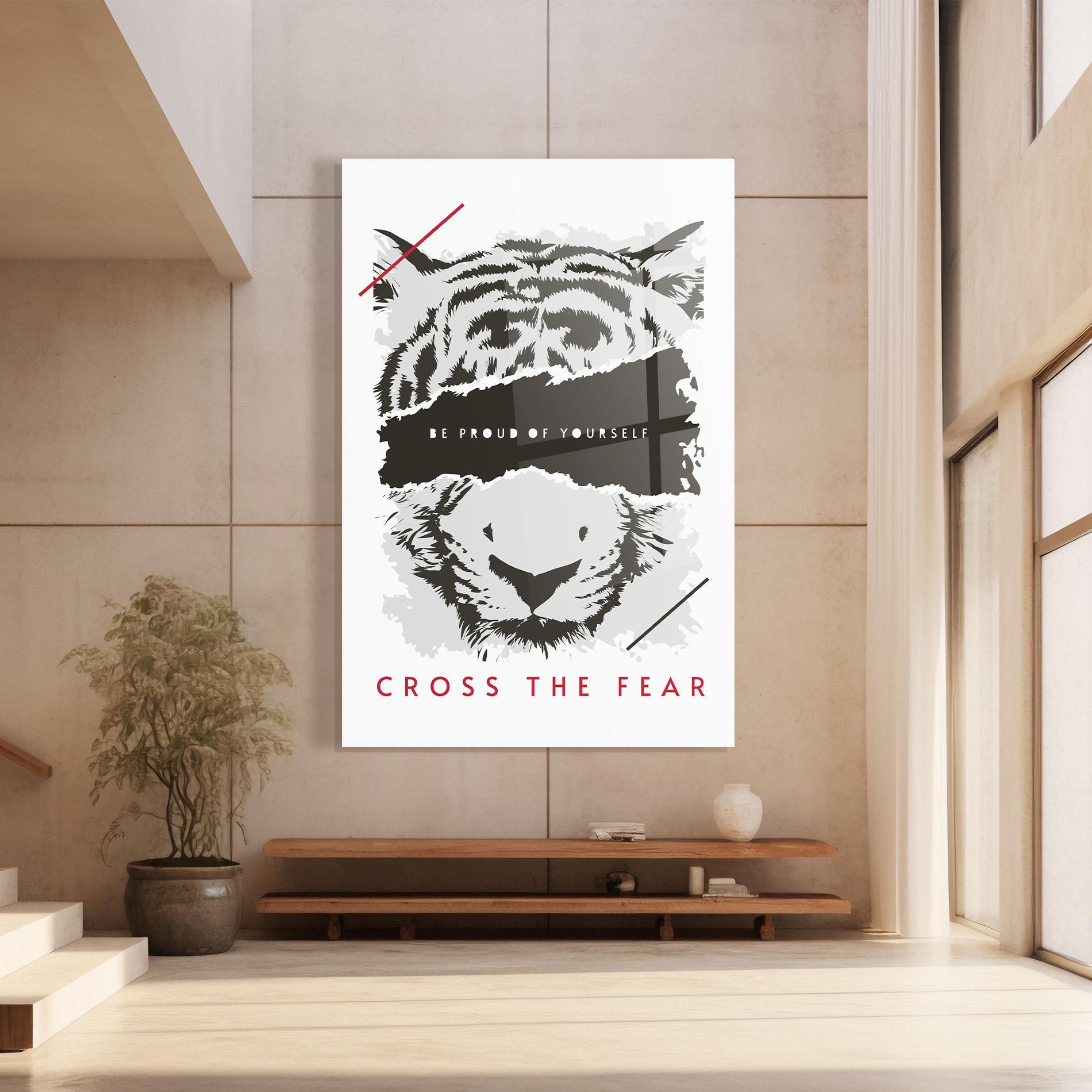 Tablou Sticla Cross The Fear mockup 8