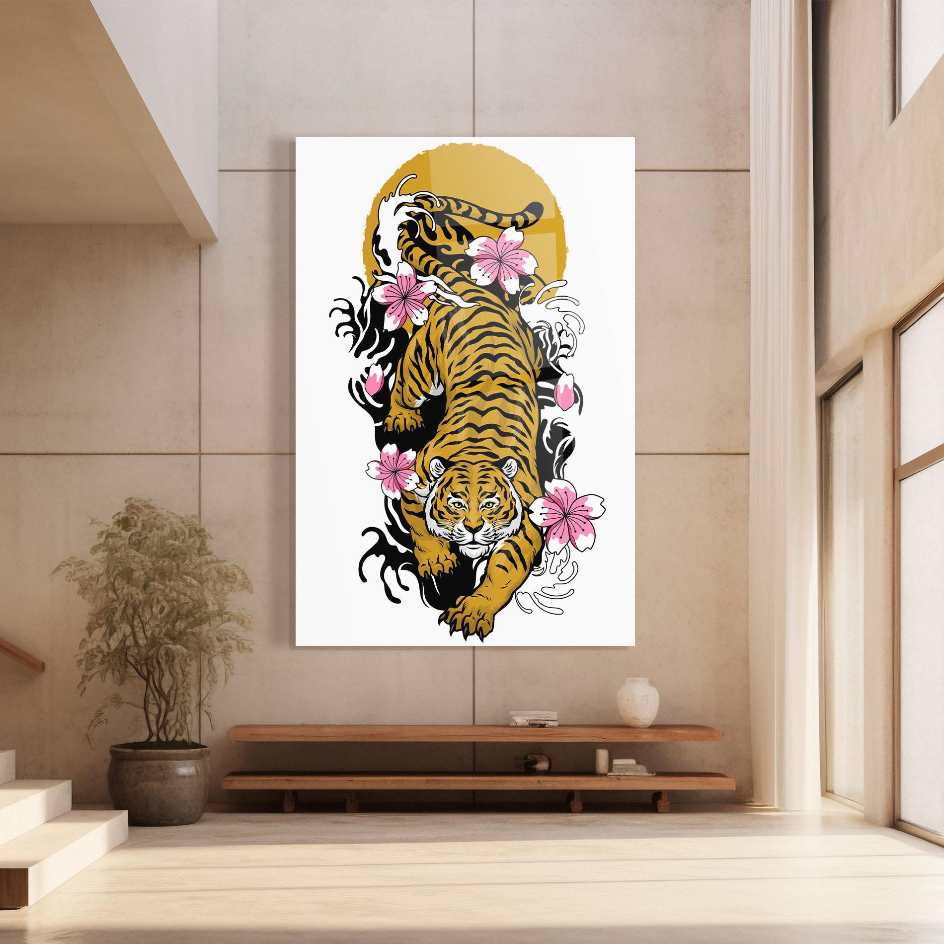 Tablou Sticla Japanese Style Tiger mockup 8