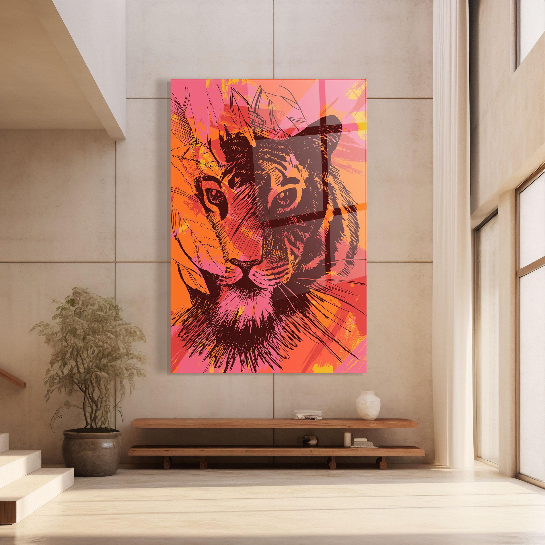 Tablou Sticla Orange Red Tiger mockup 8