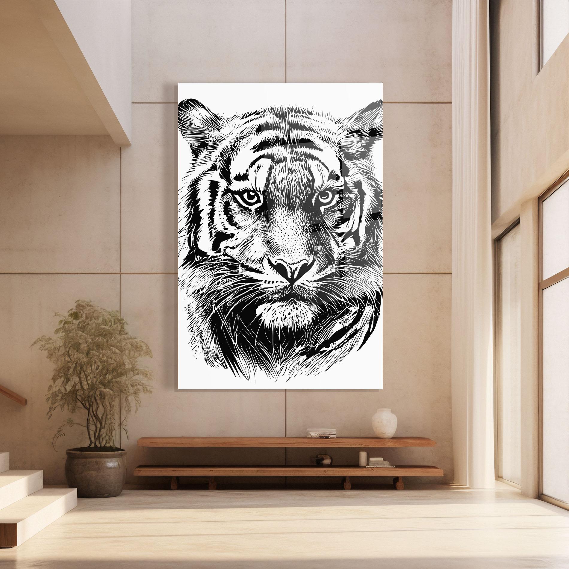 Tablou Sticla Pretty Tiger Head mockup 8