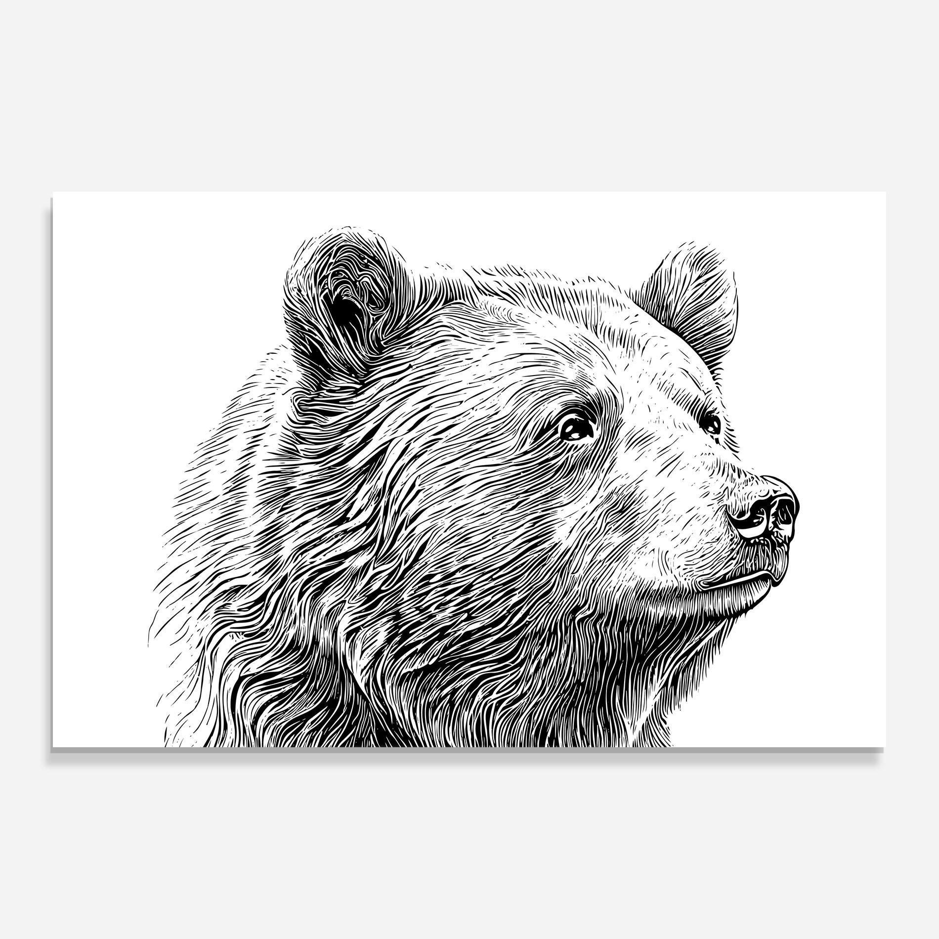 Tablou Sticla Bear Portrait Line mockup 0