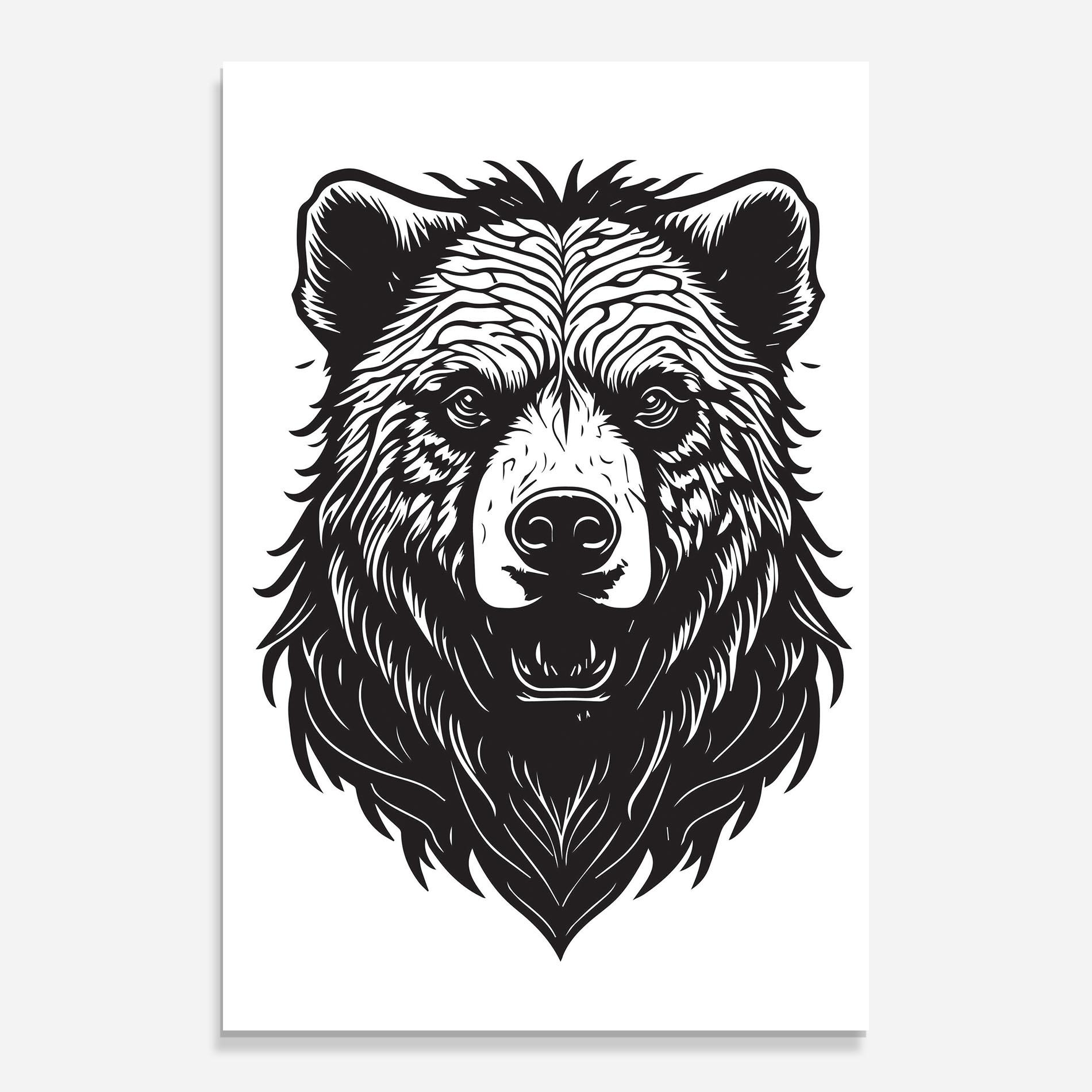 Tablou Sticla Bear Black Head mockup 0