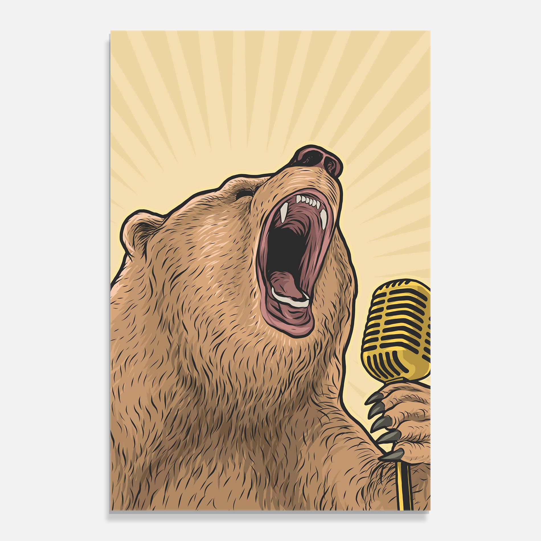 Tablou Sticla Bear Singing mockup 0