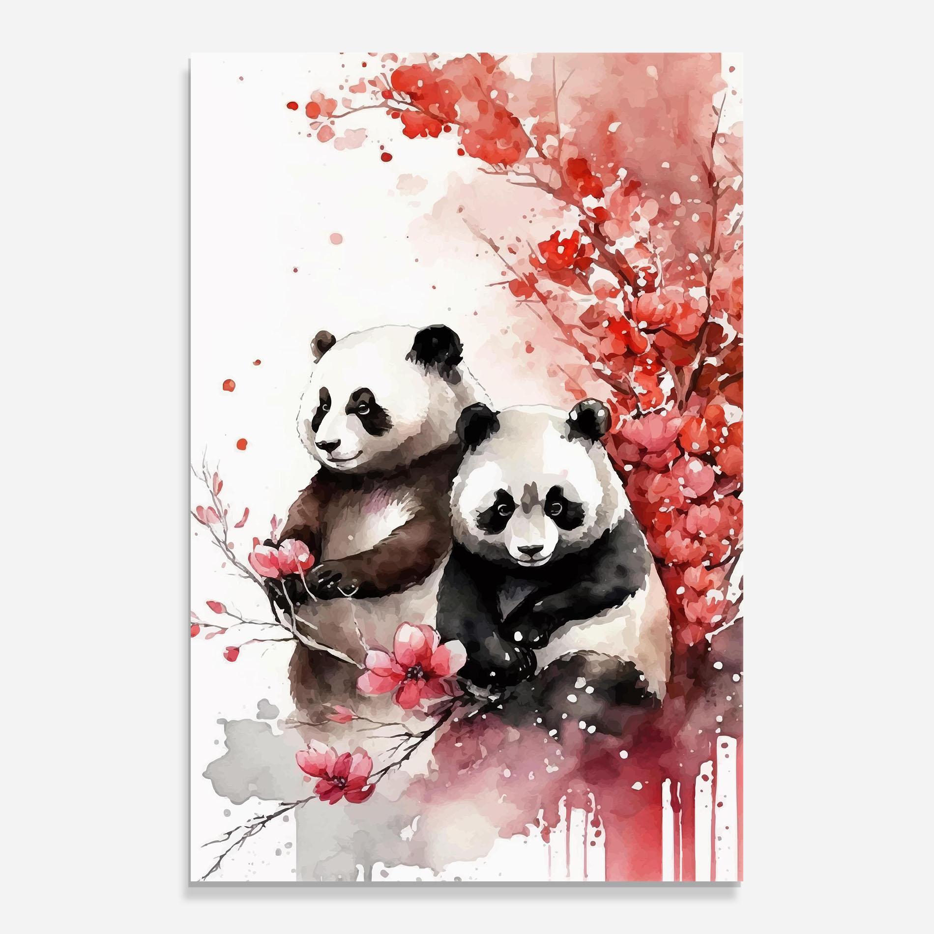 Tablou Sticla Blossom Panda mockup 0