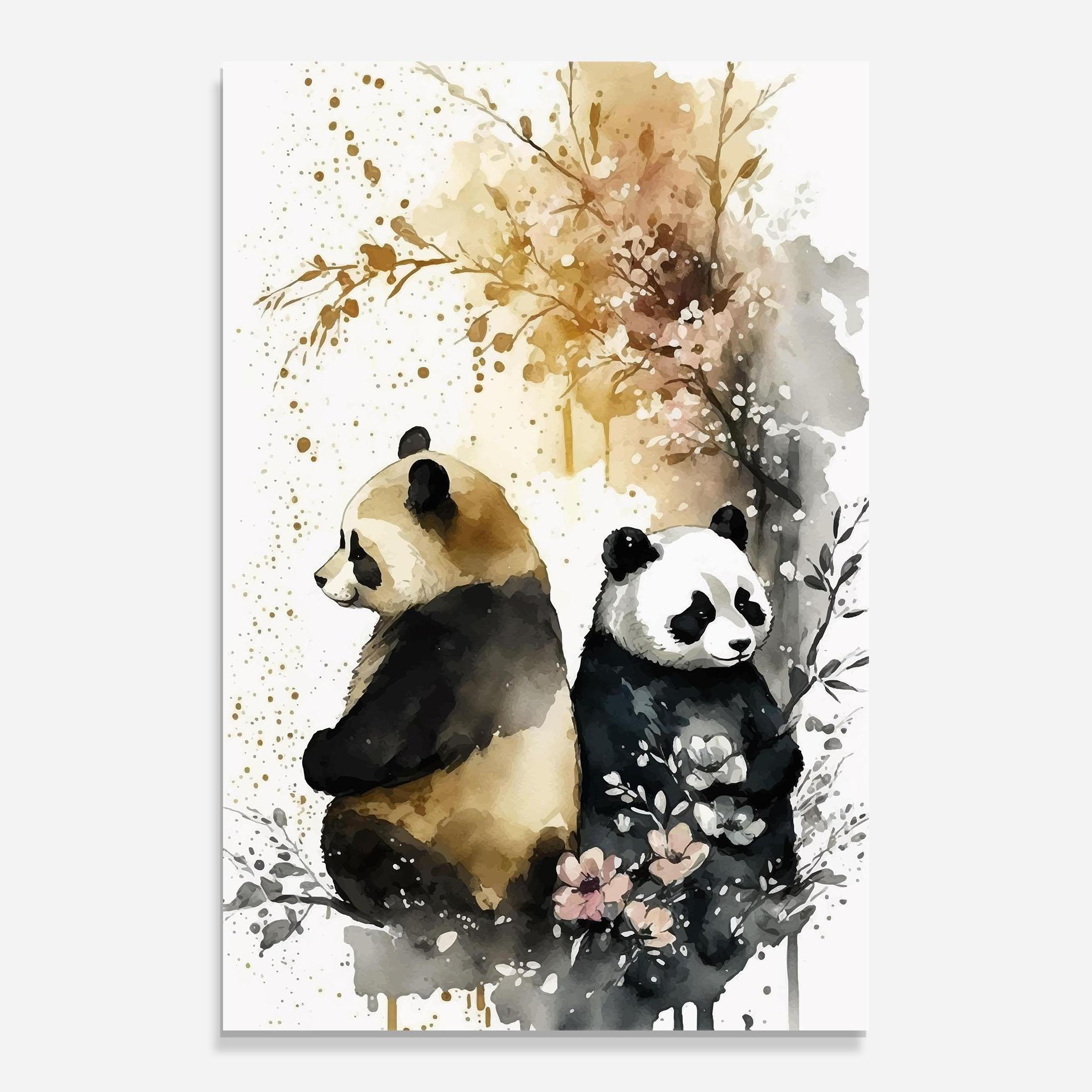 Tablou Sticla Gold Panda Art mockup 0