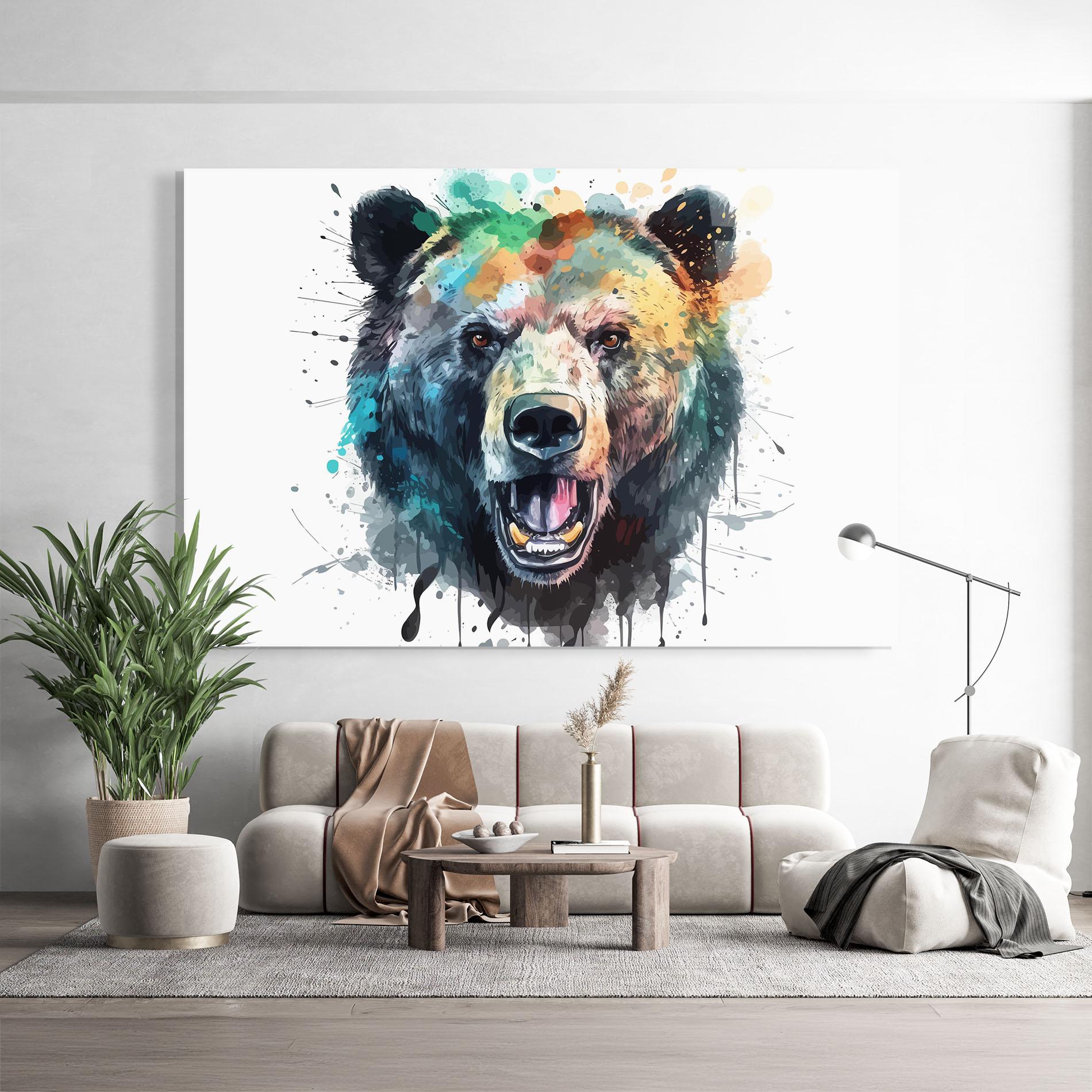 Tablou Sticla Artistic Bear Head mockup 9