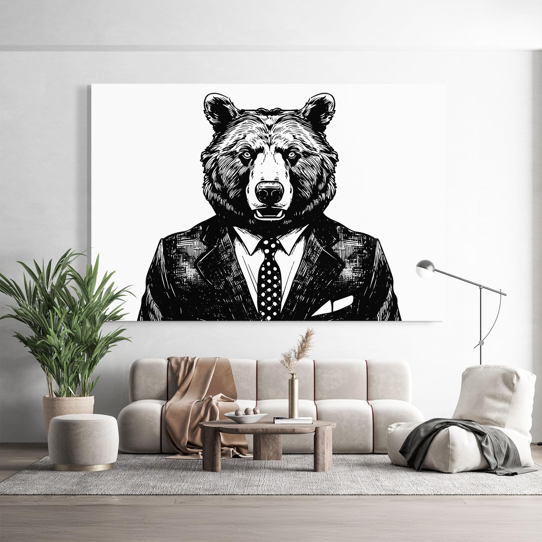 Tablou Sticla Bear In Suit mockup 9
