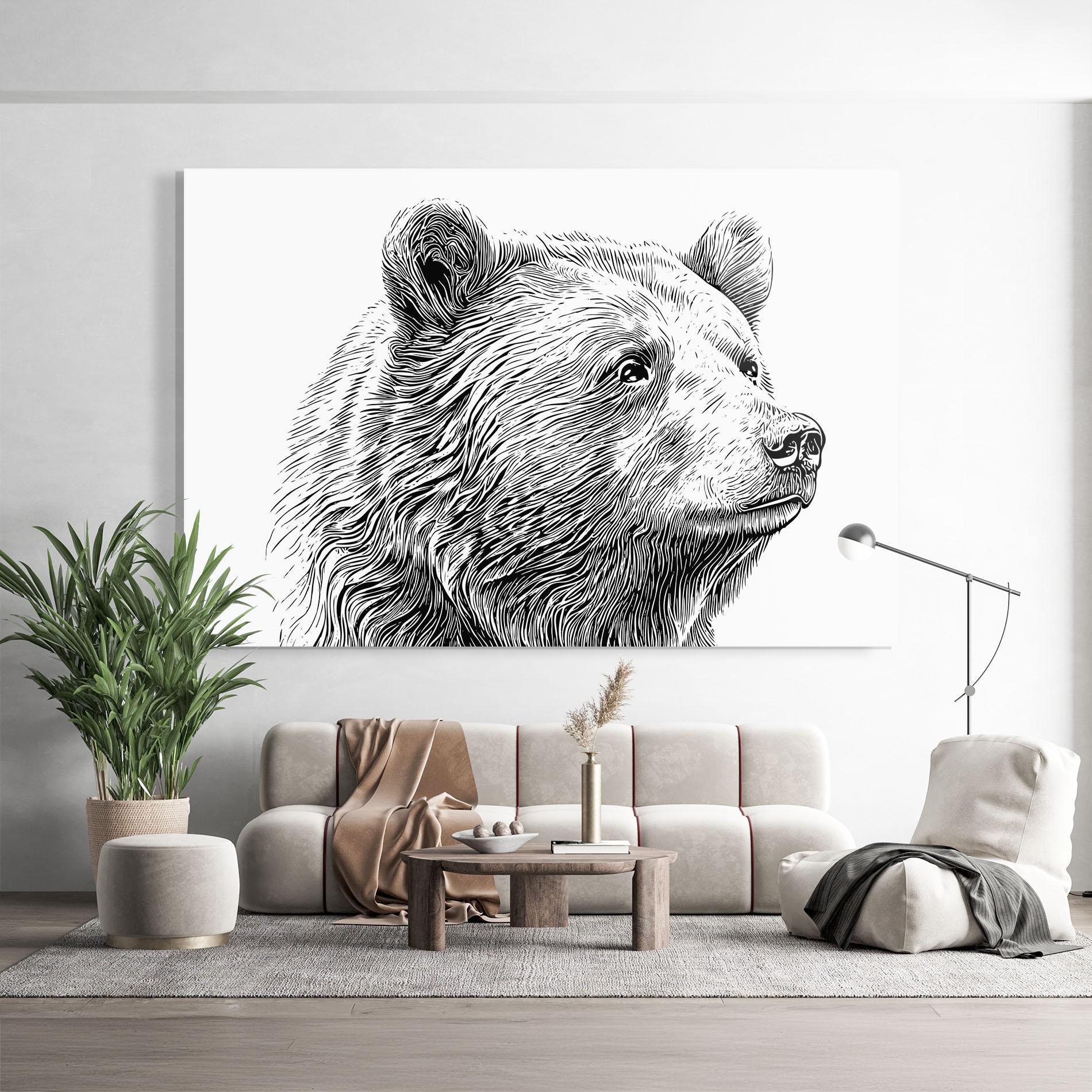Tablou Sticla Bear Portrait Line mockup 9