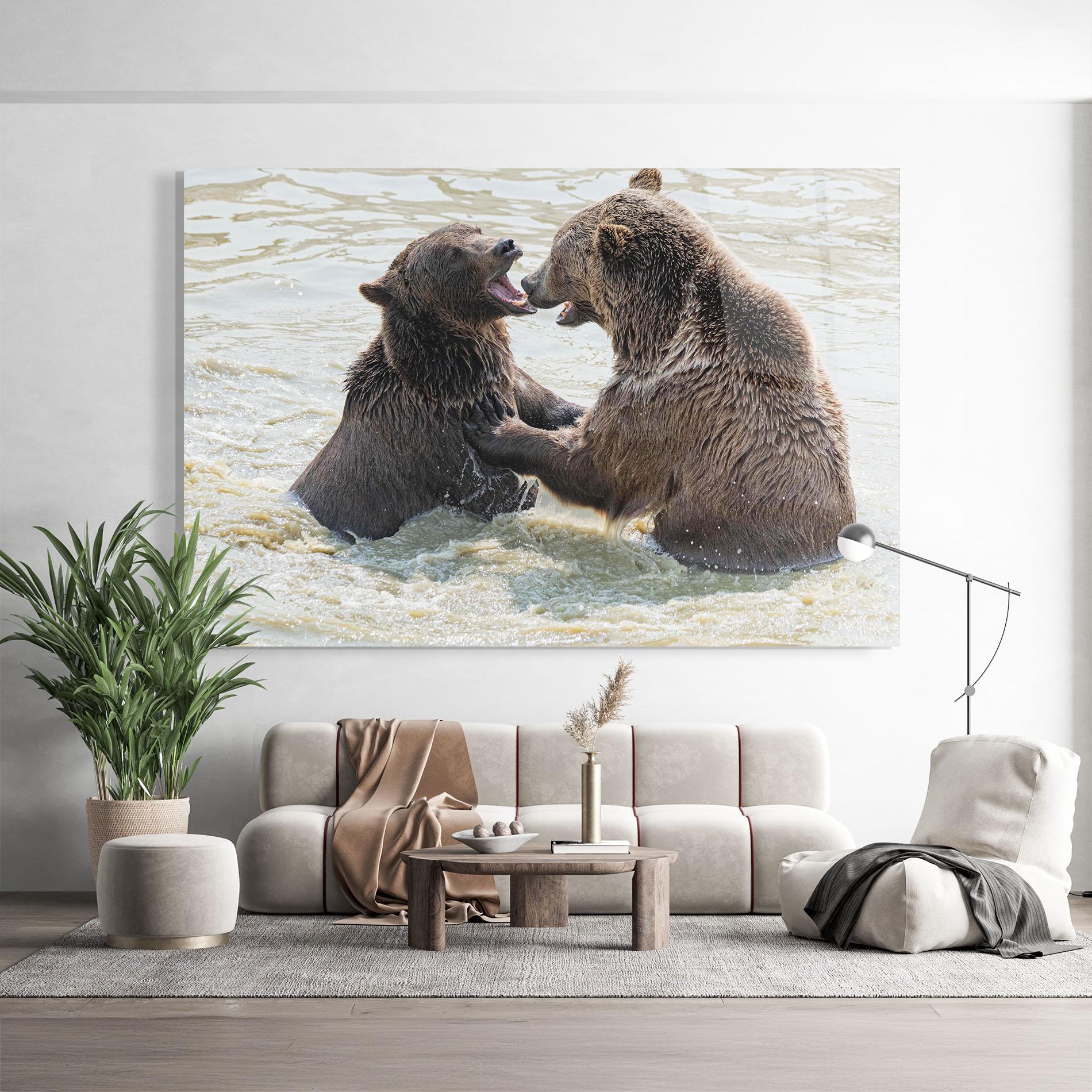 Tablou Sticla Bears Fighting mockup 9