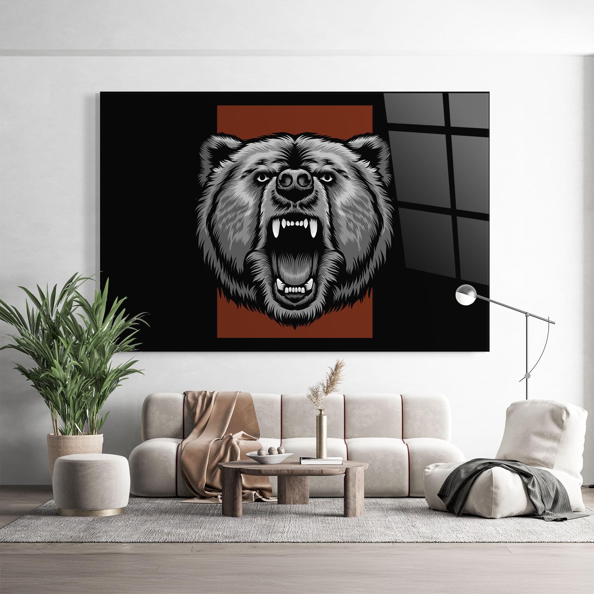 Tablou Sticla Grey Bear Head mockup 9