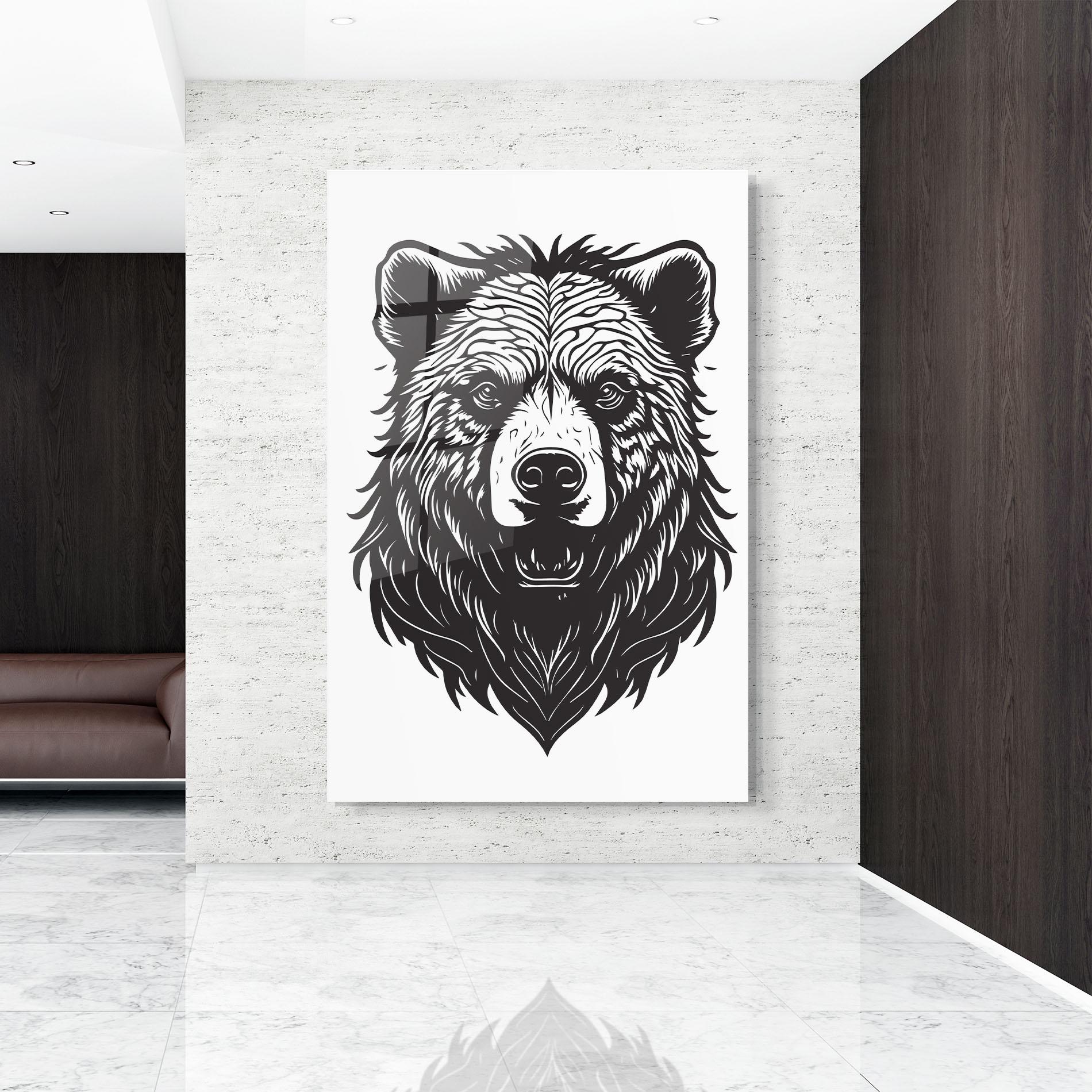 Tablou Sticla Bear Black Head mockup 9