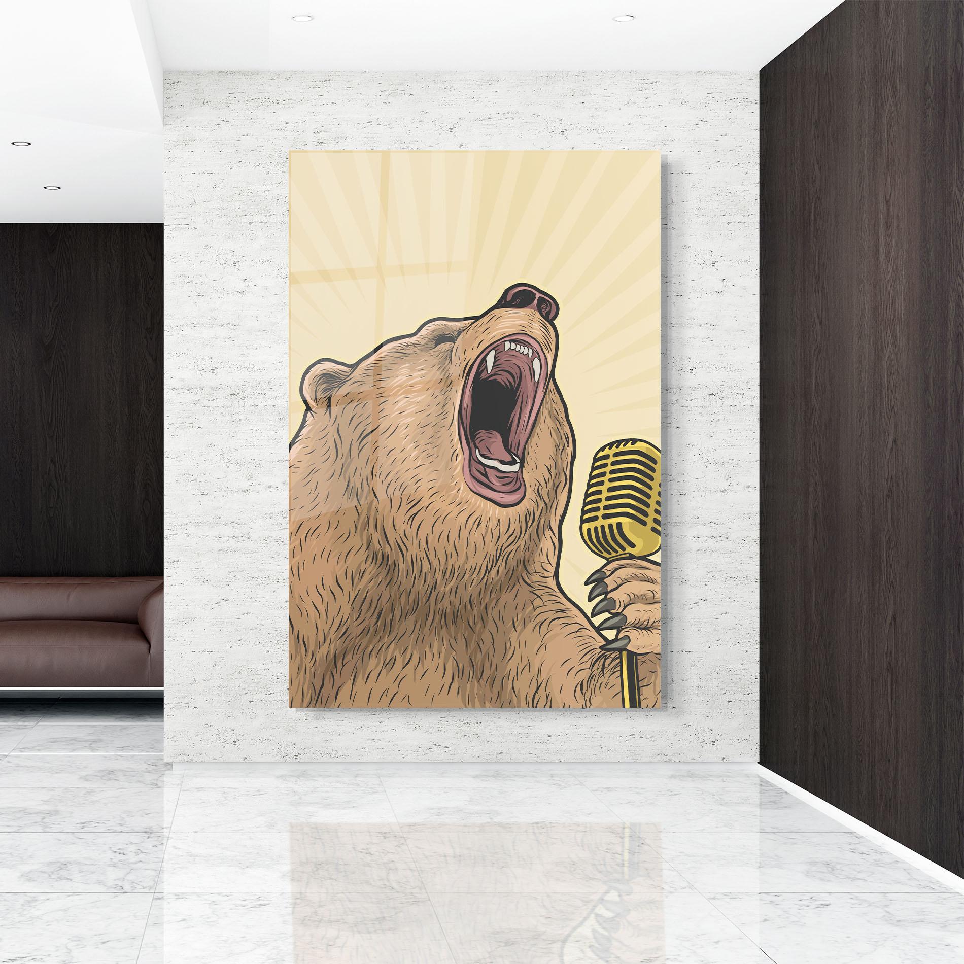 Tablou Sticla Bear Singing mockup 9