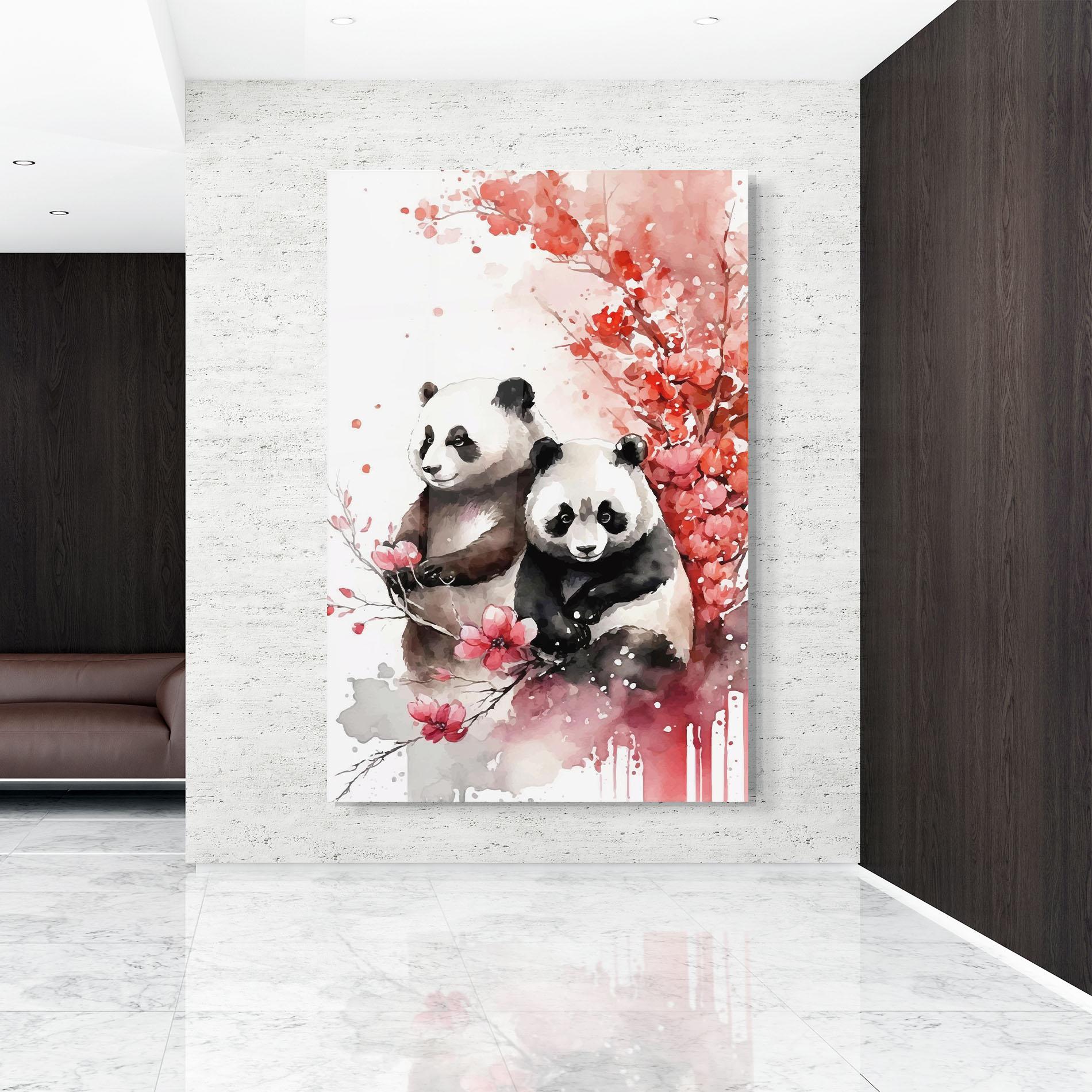 Tablou Sticla Blossom Panda mockup 9