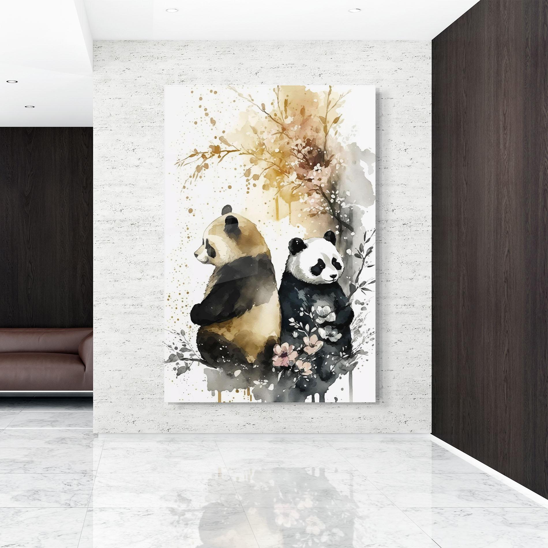 Tablou Sticla Gold Panda Art mockup 9